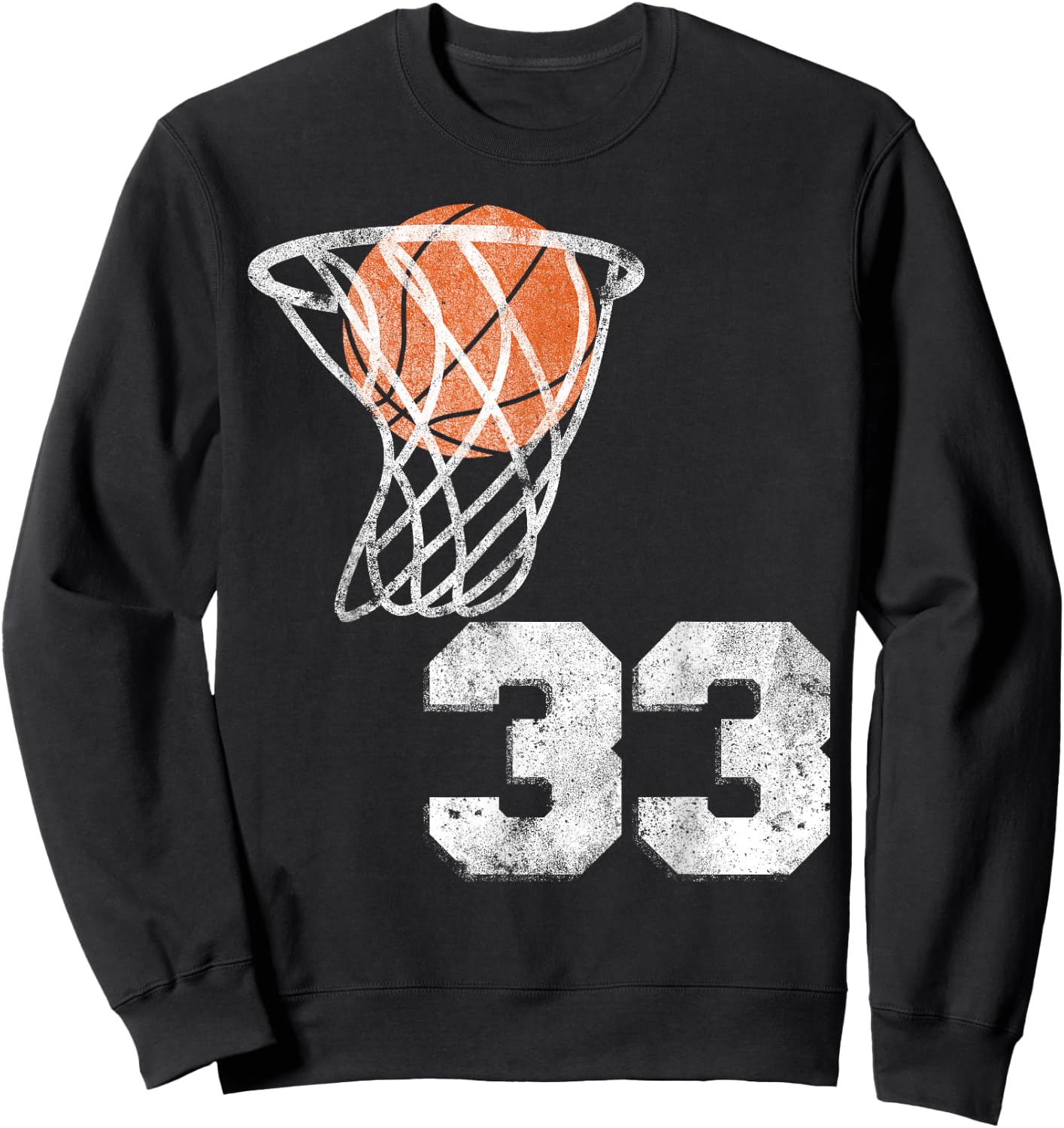 Vintage Basketball Jersey Number 33 Player Number Sweatshirt - Sweatshirt | Black