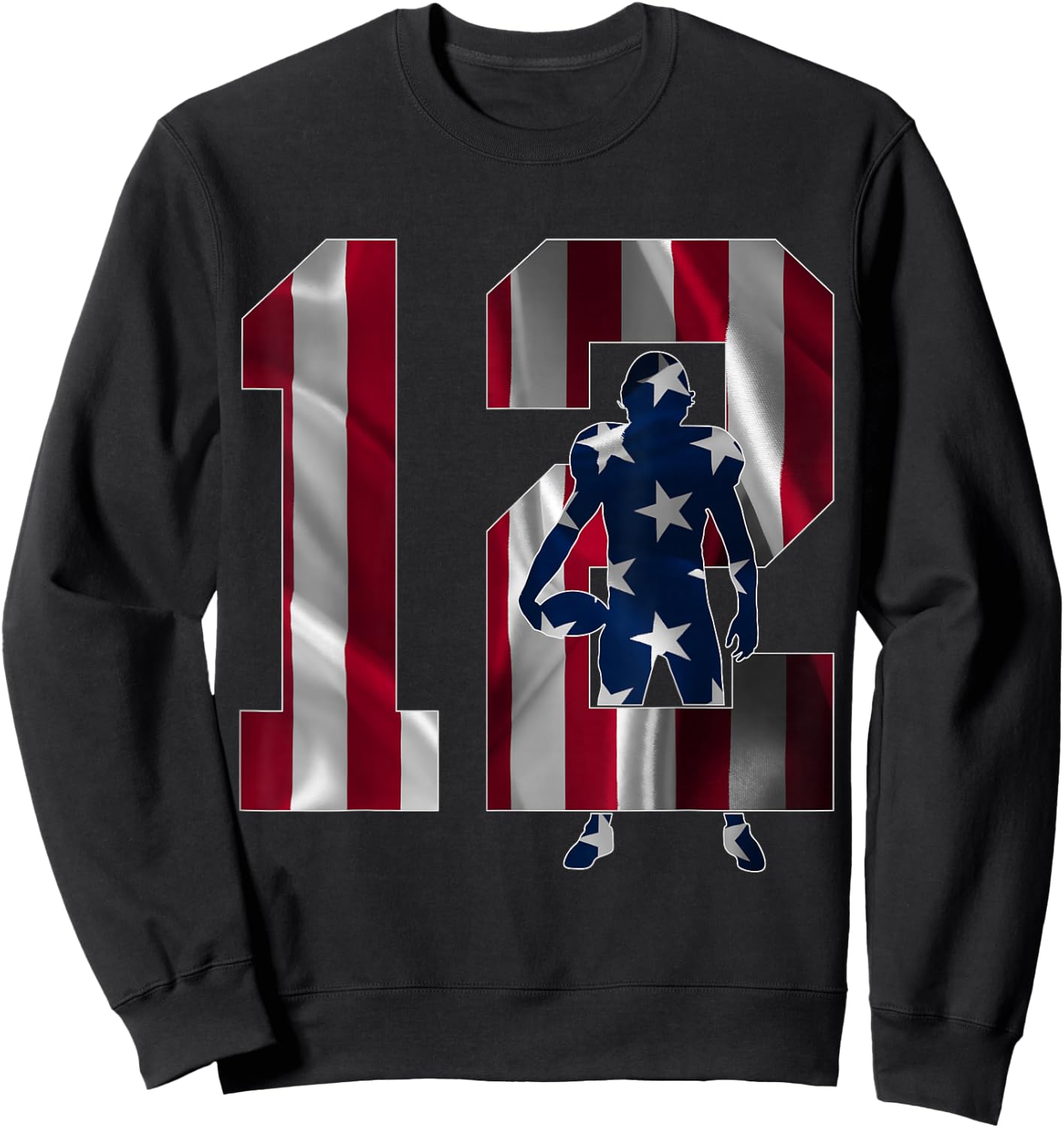Number 12 Years Football 12th Birthday Sweatshirt - Sweatshirt | Black