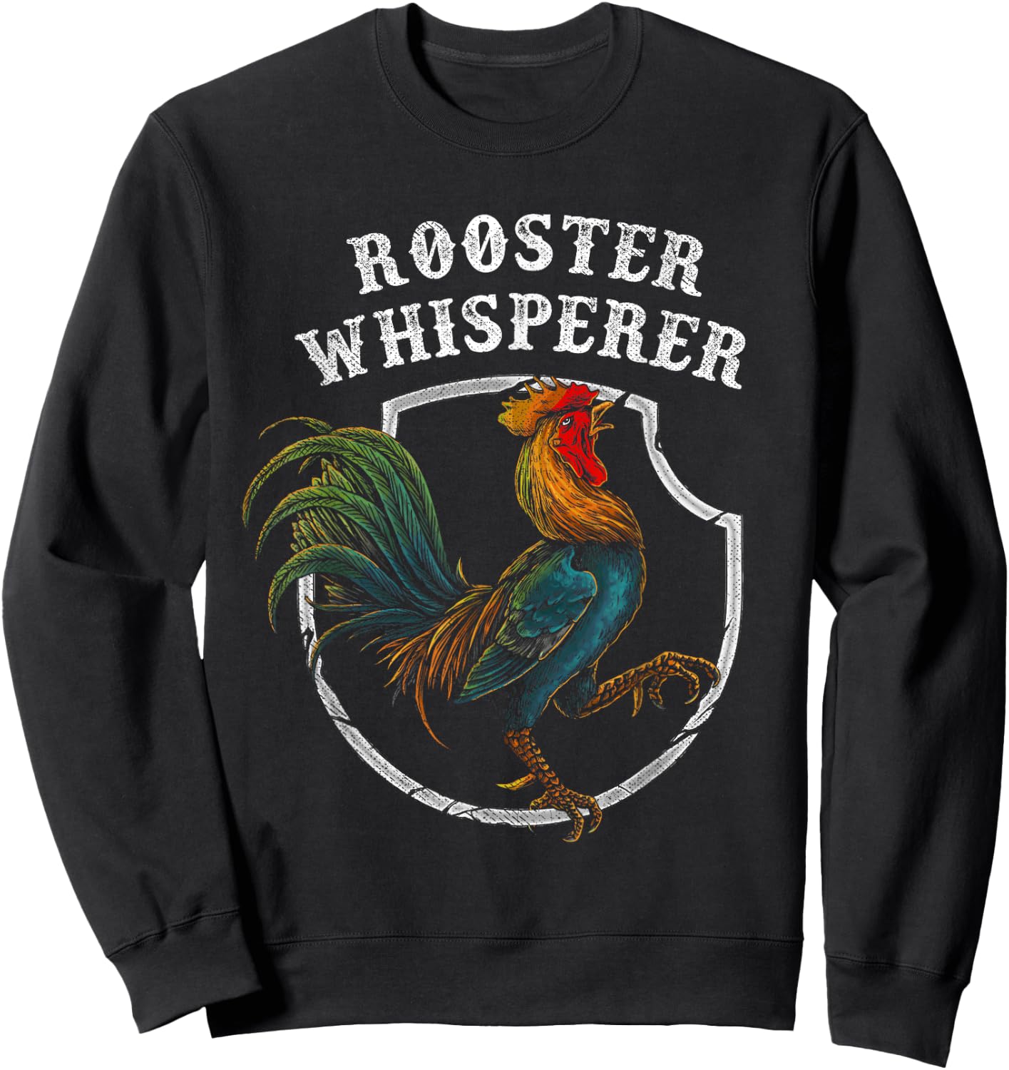 Rooster Whisperer Funny Farmer Gift Retro Shirt Cock Bird Sweatshirt - Sweatshirt | Black