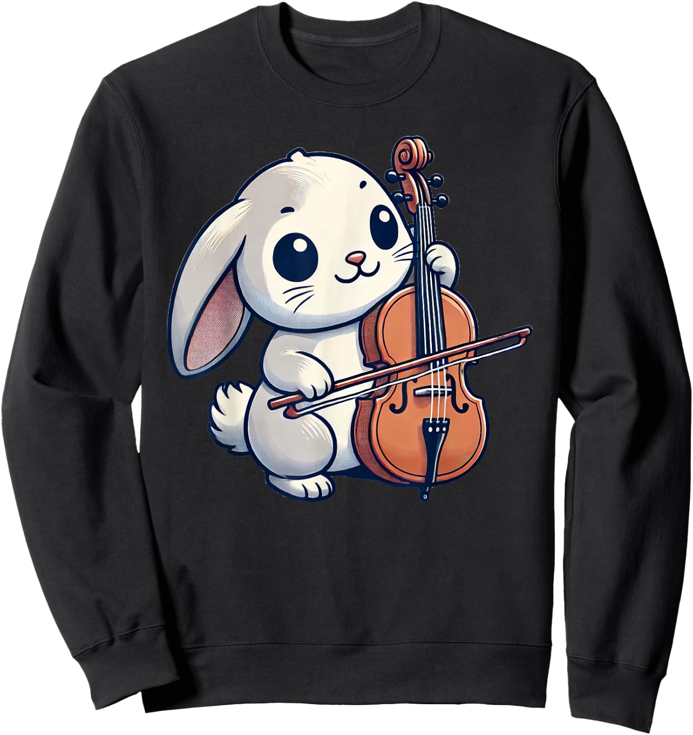 Cute Rabbit Bunny Playing Cello Rabbits Musician Music Sweatshirt - Sweatshirt | Black