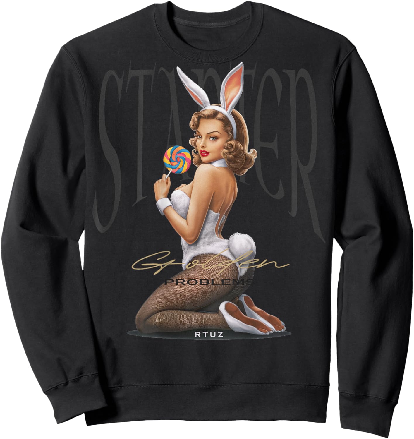 Hip Hop Vintage Hipster Edgy Urban Y2K Back Print Streetwear Sweatshirt - Sweatshirt | Black