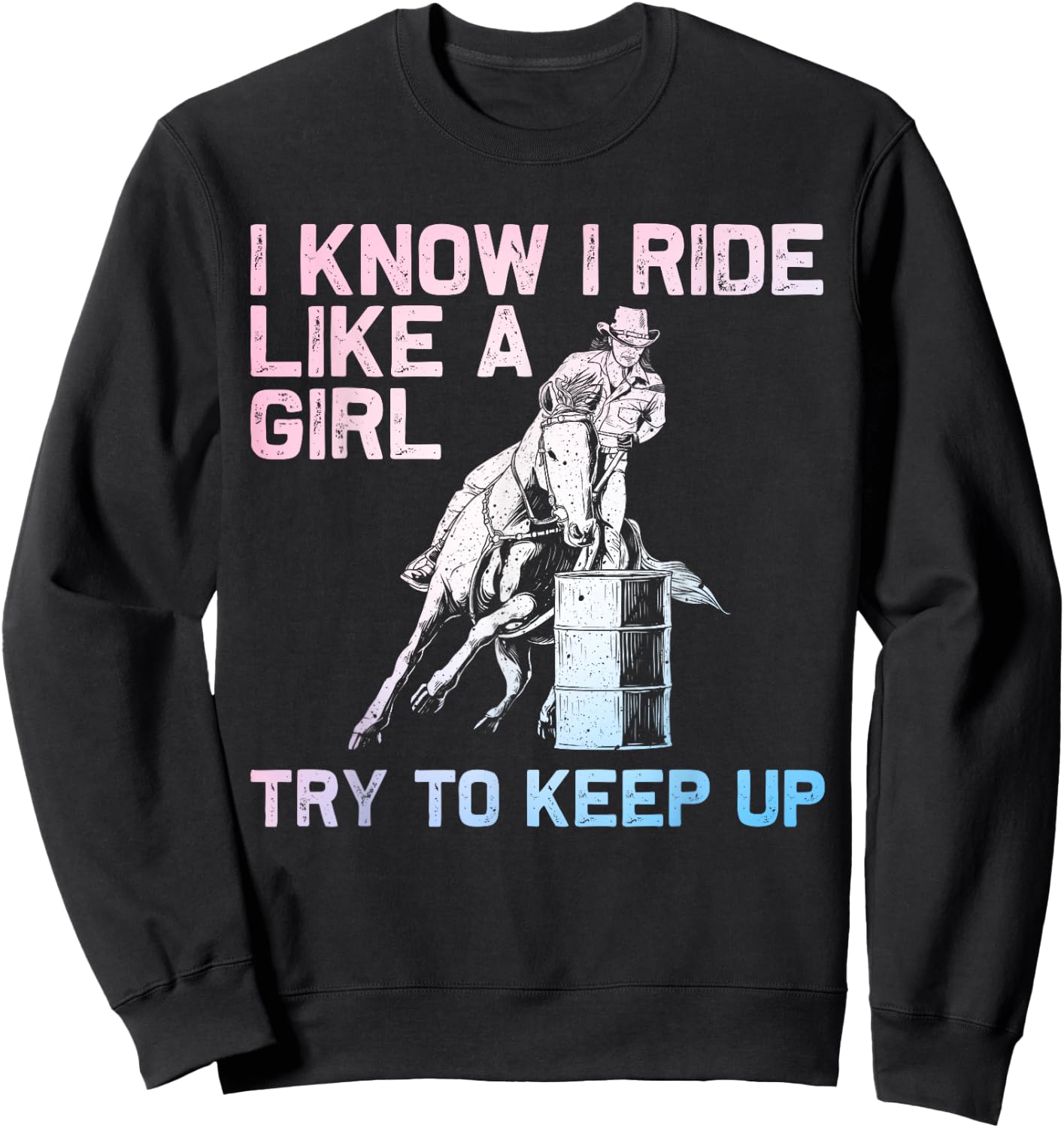 Barrel Racing Design Girls Cowgirl Barrel Racing Sweatshirt - Sweatshirt | Black