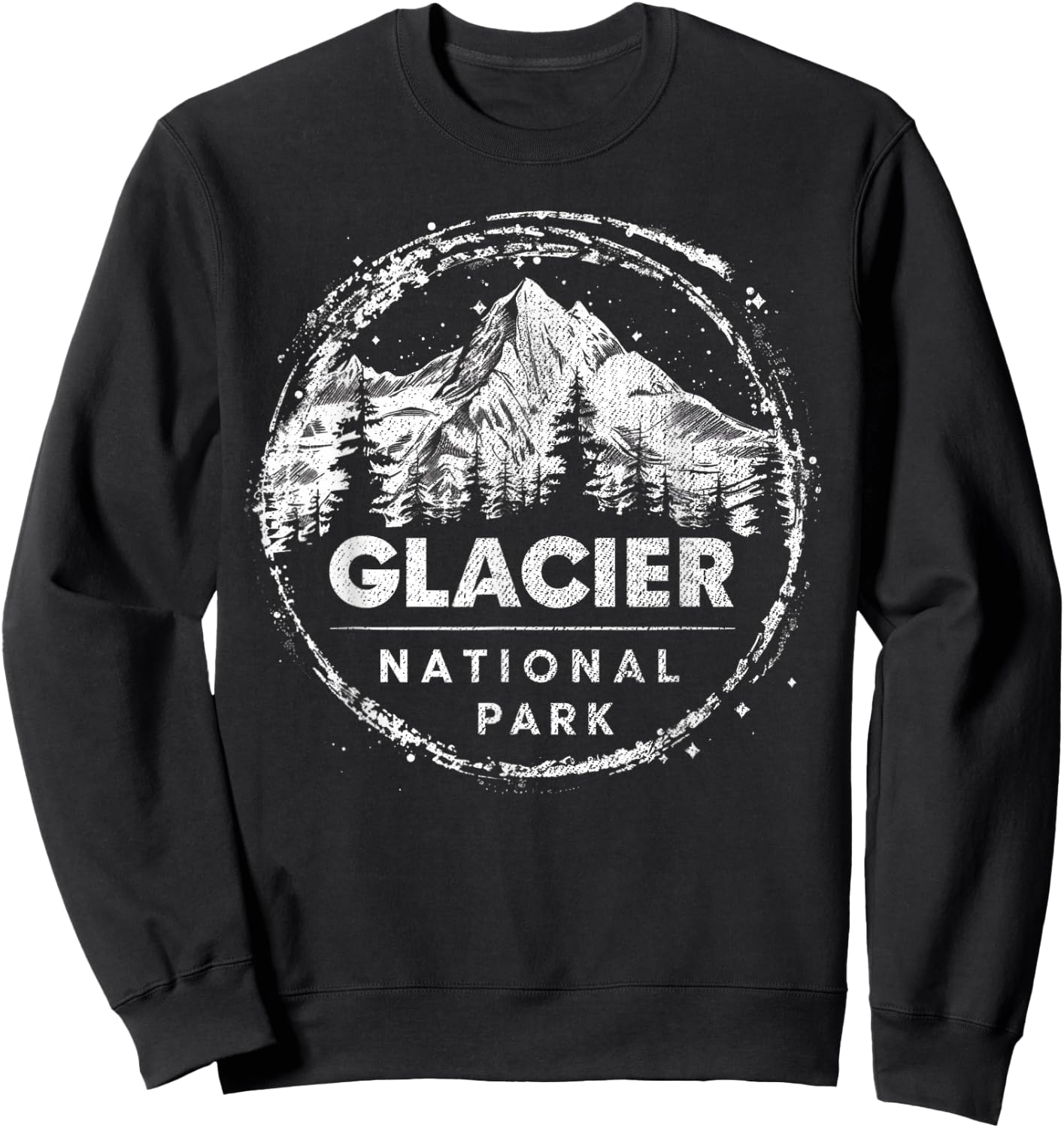 Glacier - US National Park Vintage Men Women Kids Retro Sweatshirt - Sweatshirt | Black