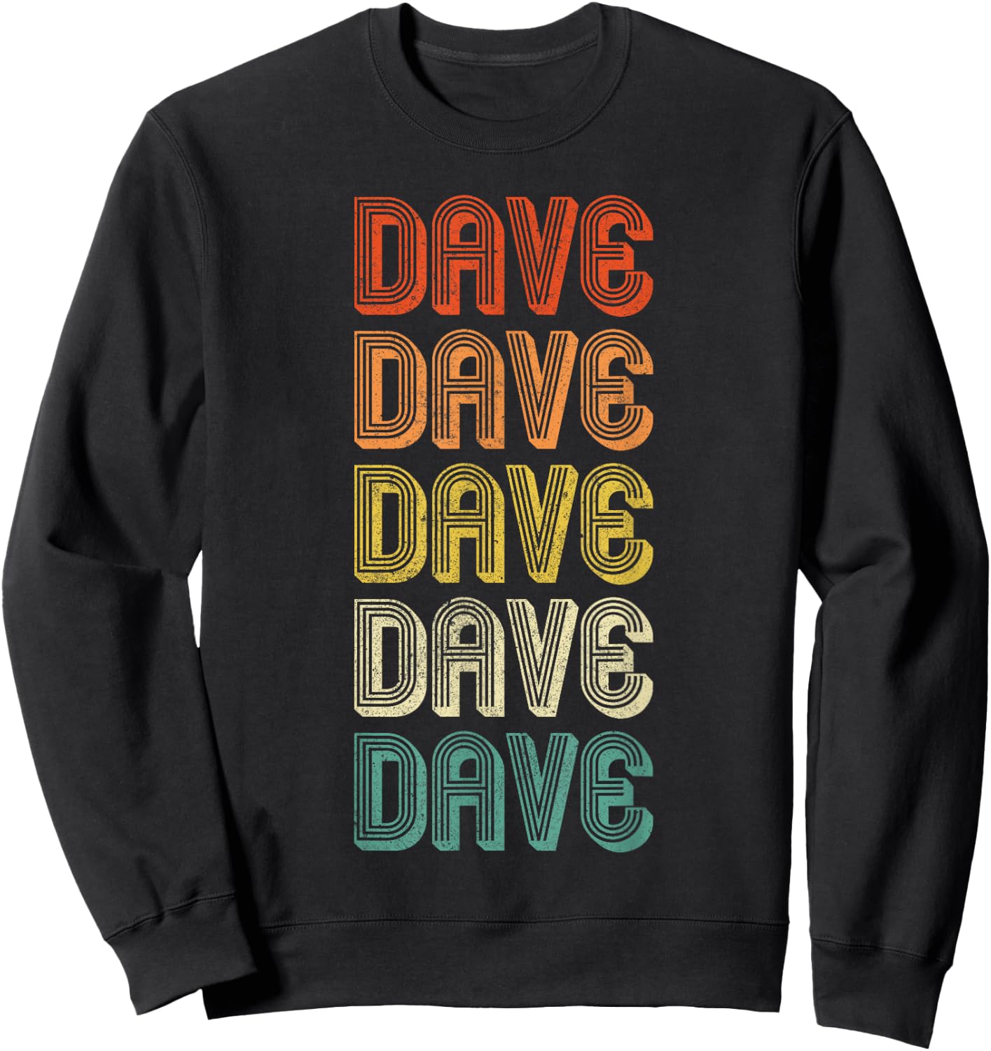 Dave Gifts Vintage Retro Black , Small, -Adult, Short Sleeve, Mandarin Collar, Embroidery Sweatshirt - Sweatshirt | Black