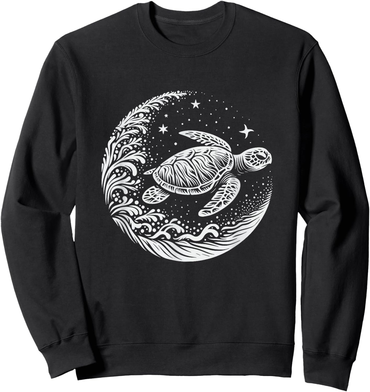 Sea Turtle Moon Graphic Design Sweatshirt - Sweatshirt | Black