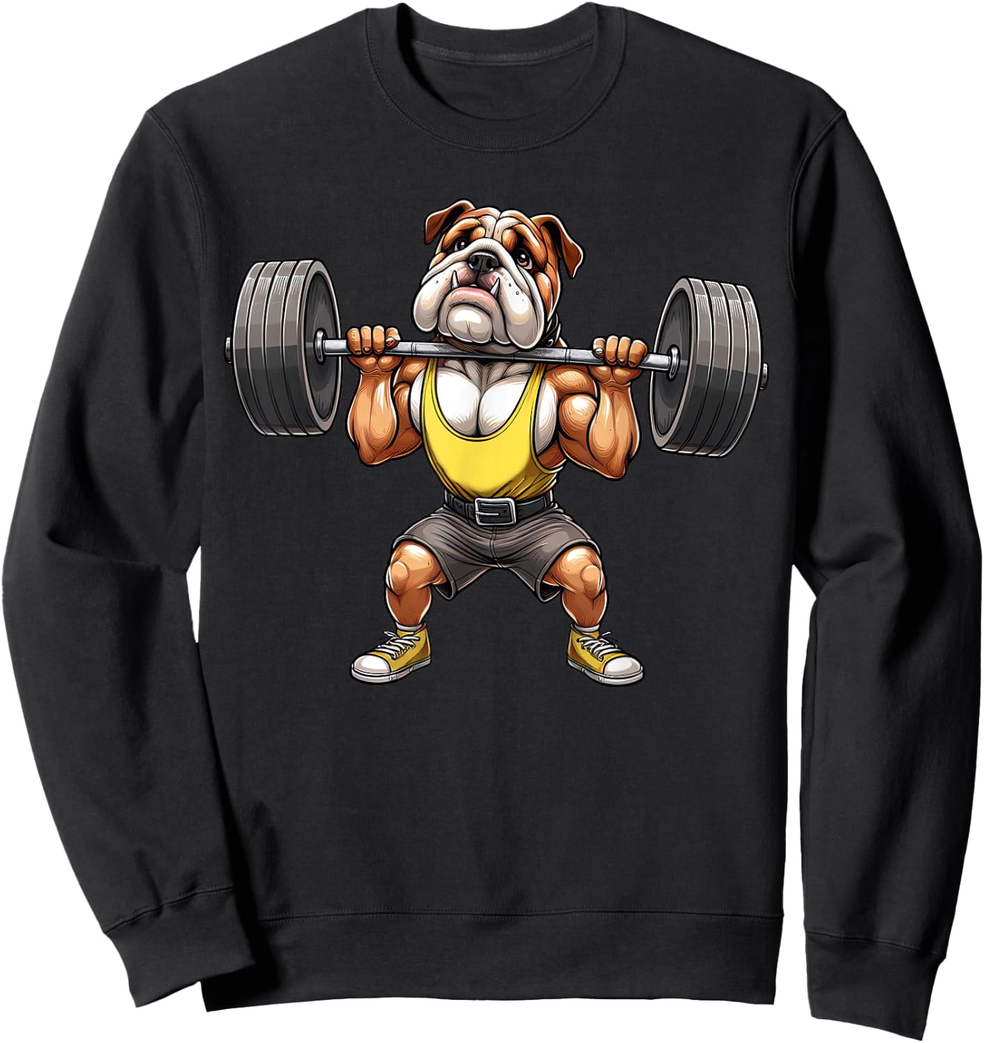 English Bulldog Weightlifting Fitness Gym Training Sweatshirt - Sweatshirt | Black