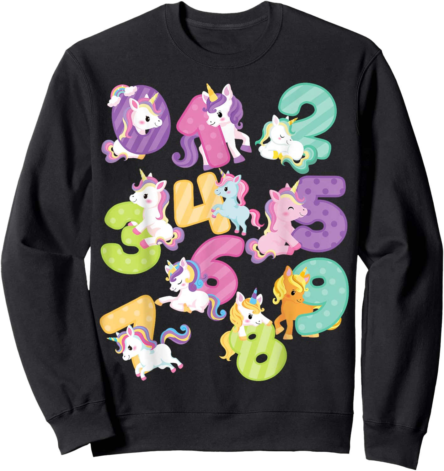 Cute happy unicorn Numbers Math day back to school kids gift Sweatshirt - Sweatshirt | Black