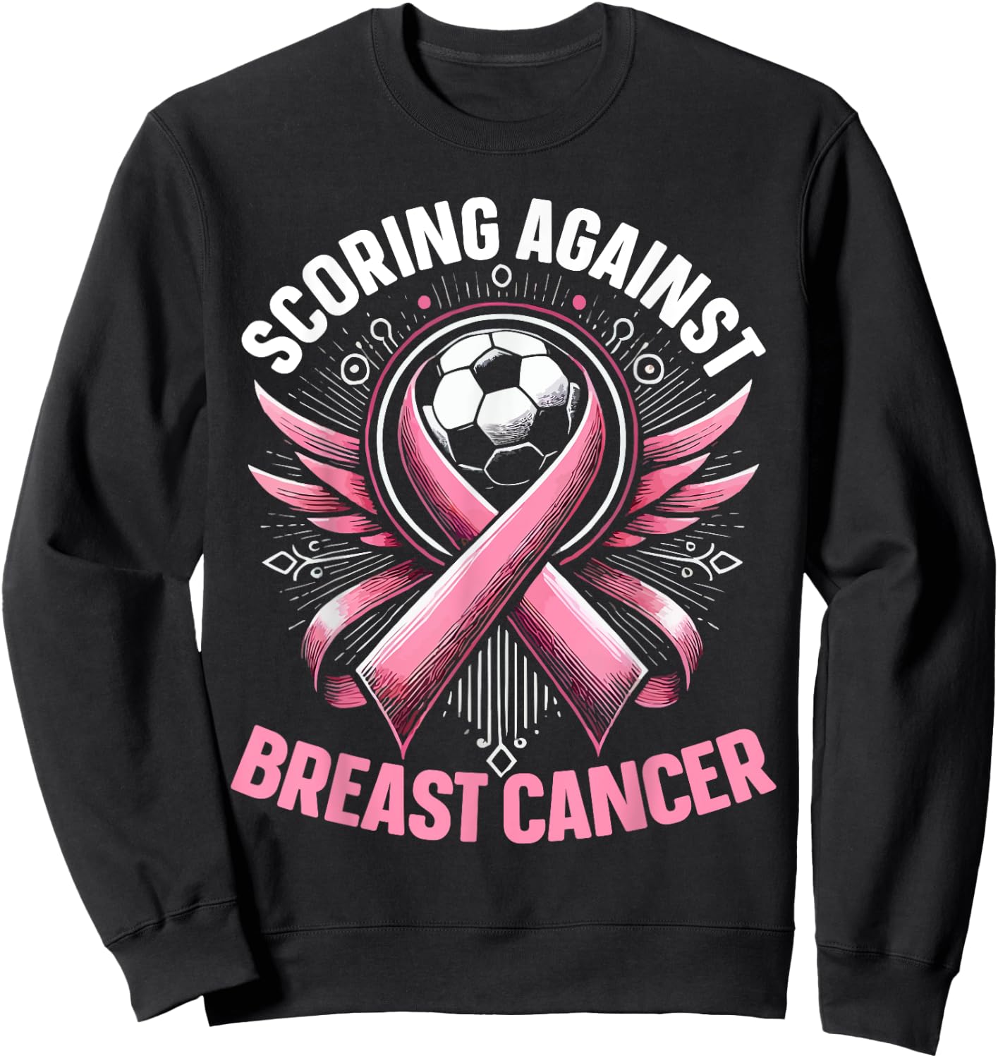 Soccer Breast Cancer Awareness Month Pink Ribbon Sweatshirt - Sweatshirt | Black