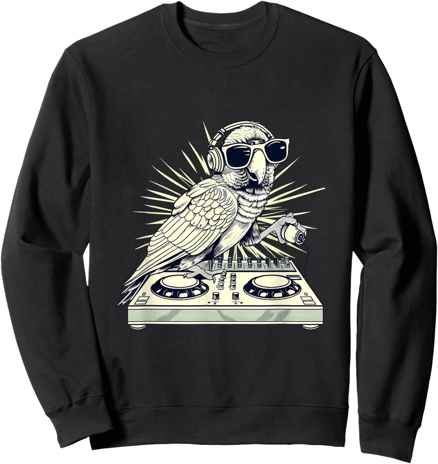 Parrot DJ Turntable DJ Parrot Bird EDM House Music Producer Sweatshirt - Sweatshirt | Black