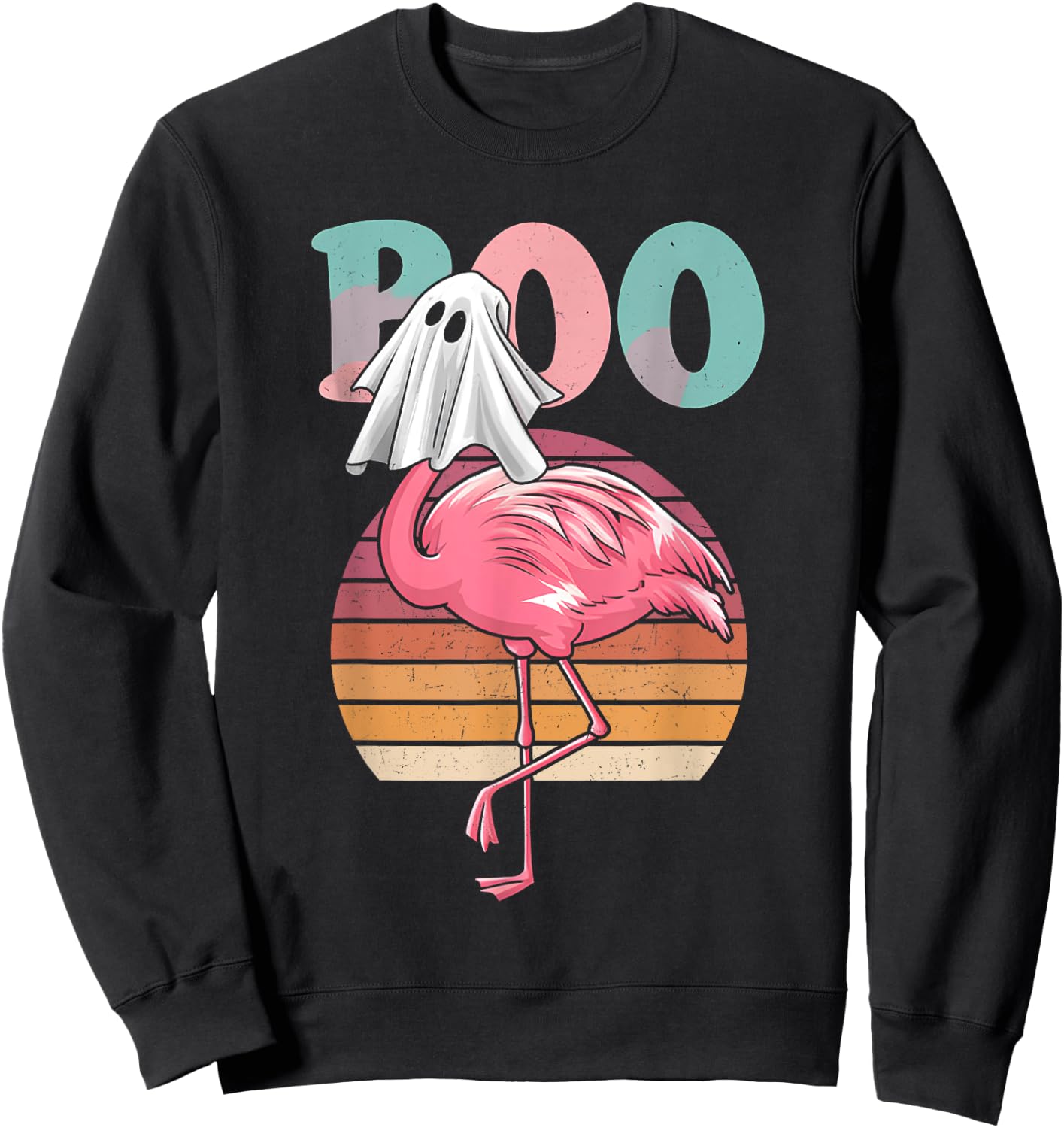 Flamingo Ghost Boo Pink Halloween Costume Flamingo Lover Sweatshirt - Sweatshirt | Black