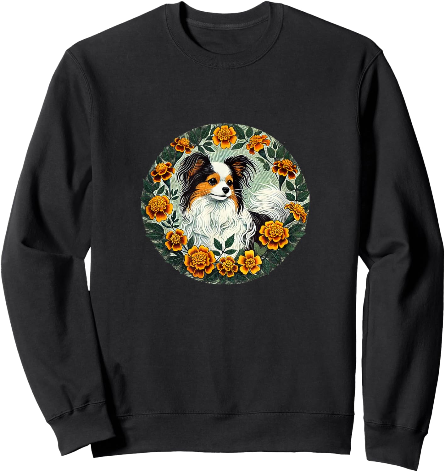 Papillon dog Breed Illustration Sweatshirt - Sweatshirt | Black