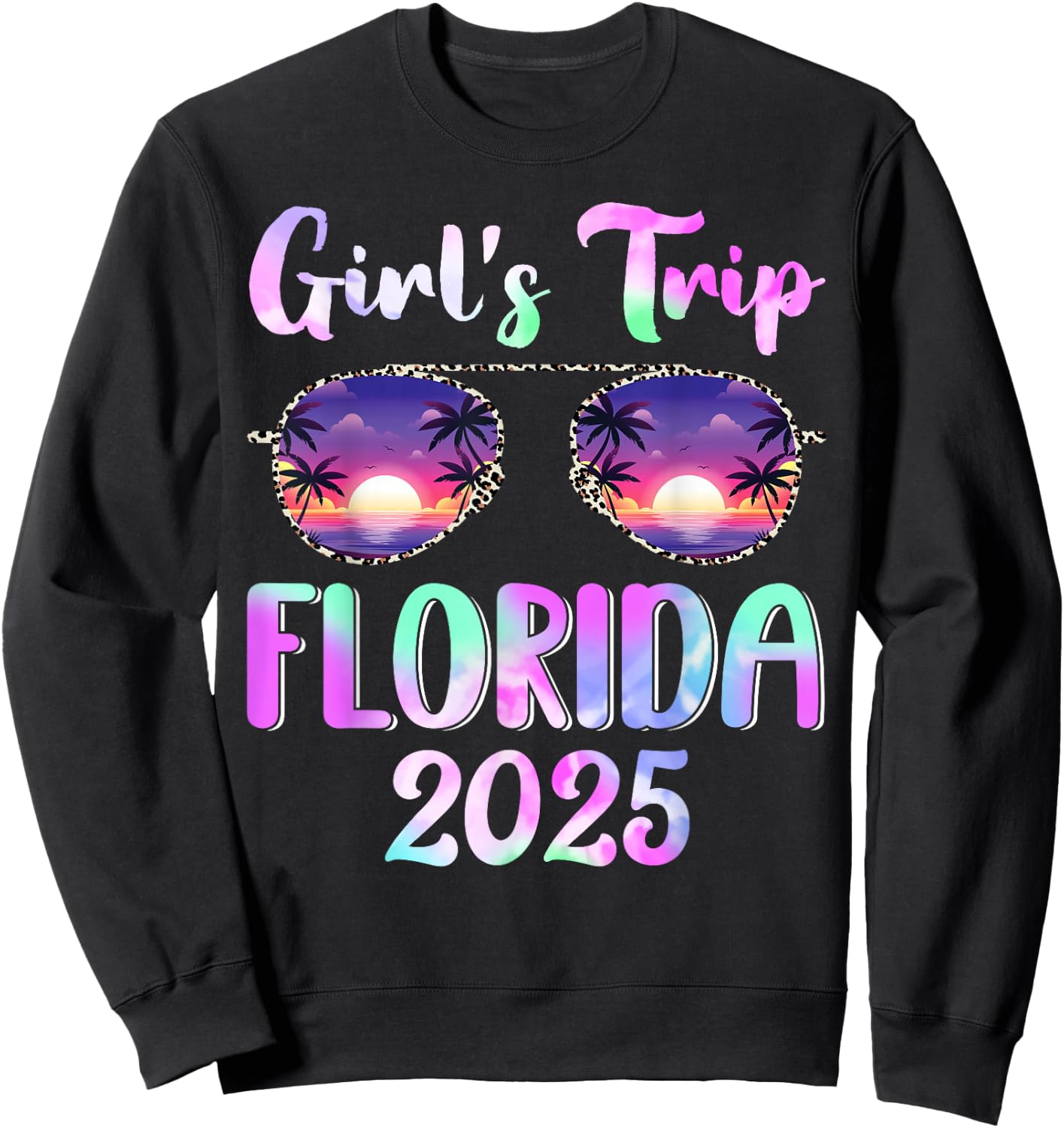 Girl's Trip Florida 2025 Summer Beach Weekend Vacation Sweatshirt - Sweatshirt | Black