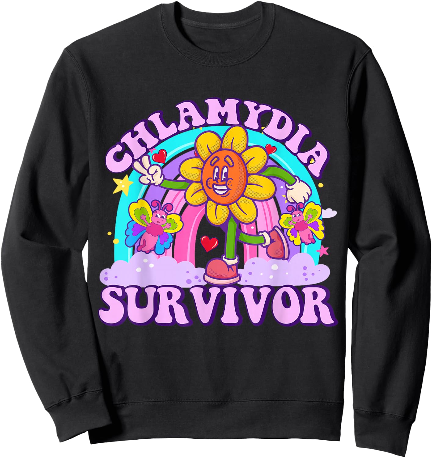 Chlamydia Survivor Funny Sarcastic Ironic Y2K Inappropriate Sweatshirt - Sweatshirt | Black