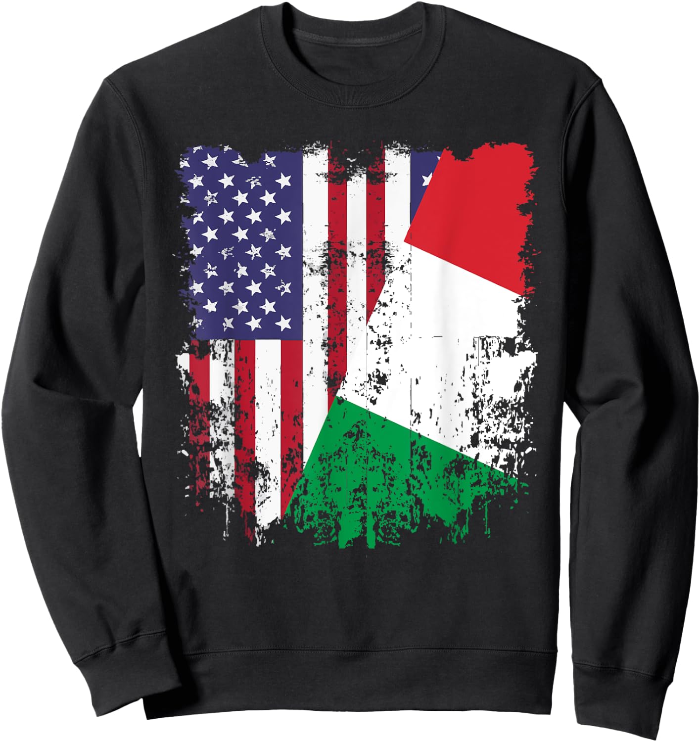 Italian Roots Half American Flag Italy Flag Kids Men Sweatshirt - Sweatshirt | Black