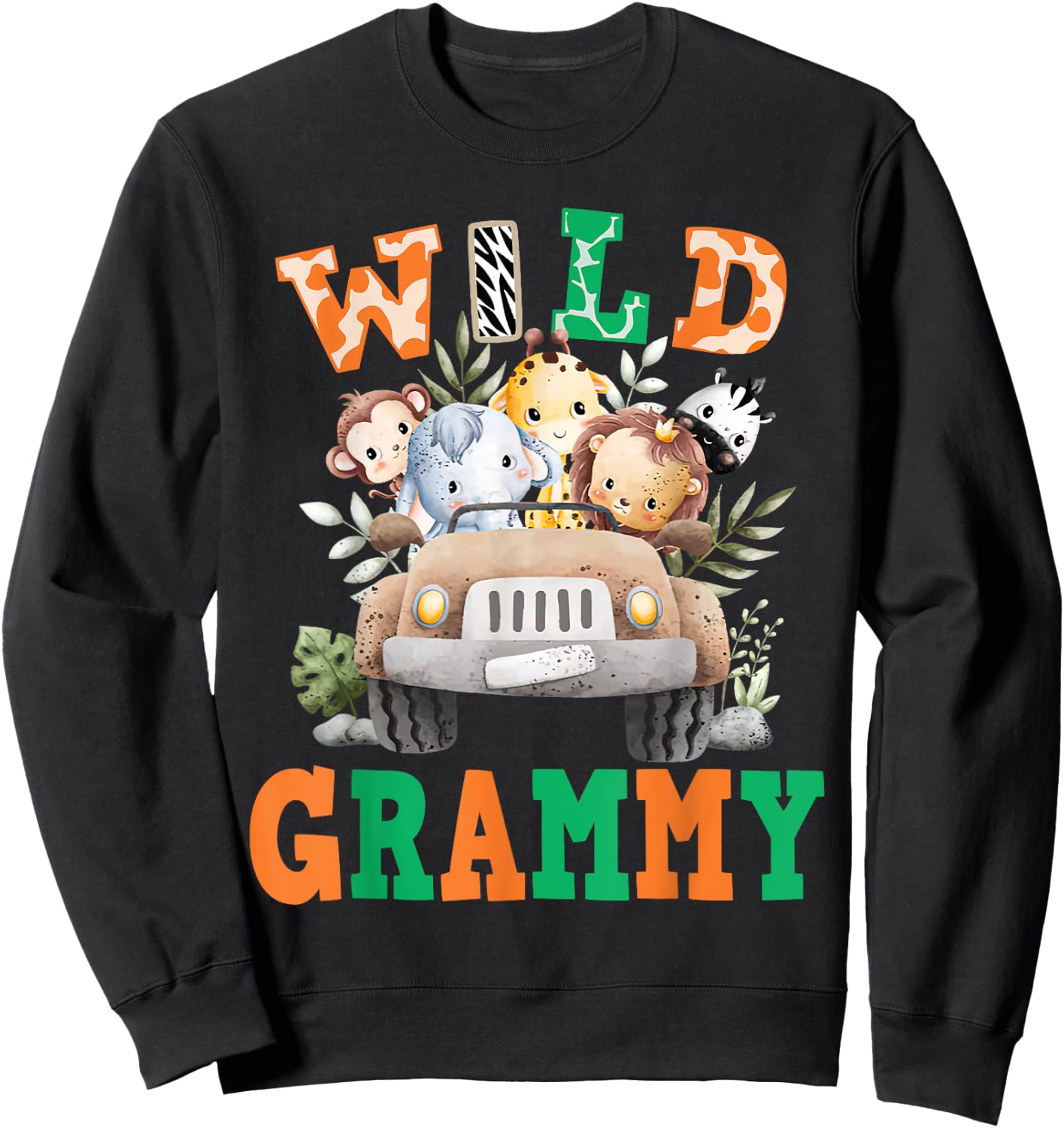 Wild Grammy Zoo Born Two be Wild B-day Safari Jungle Animal Sweatshirt - Sweatshirt | Black