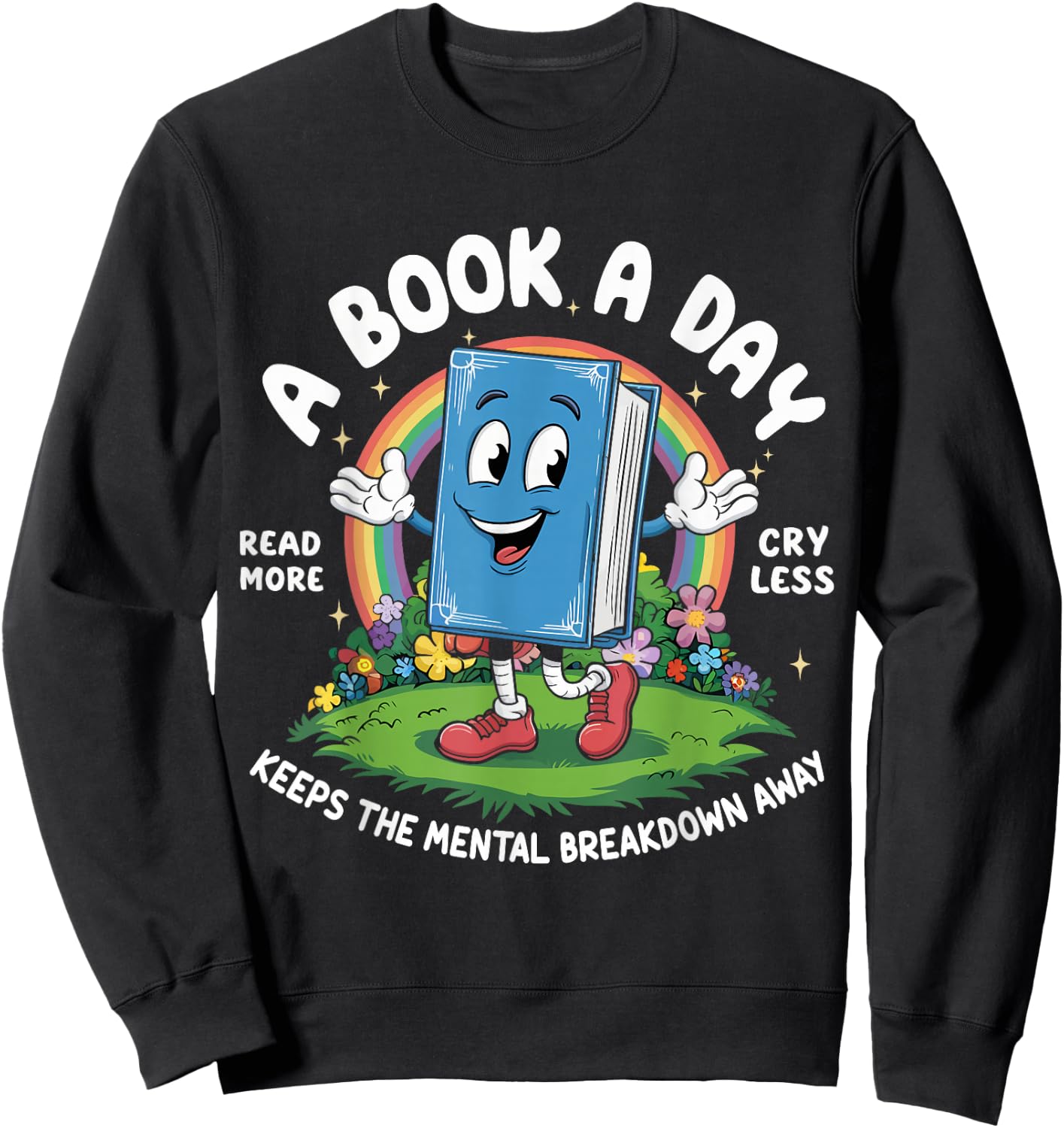 A Book A Day Keeps The Mental Breakdown Away Kids Retro Sweatshirt - Sweatshirt | Black