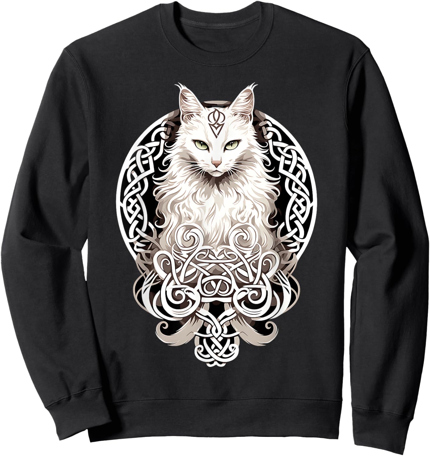 Celtic Cat Knots Wiccan Wicca Animal Pagan Witch Norse Men Women Sweatshirt - Sweatshirt | Black