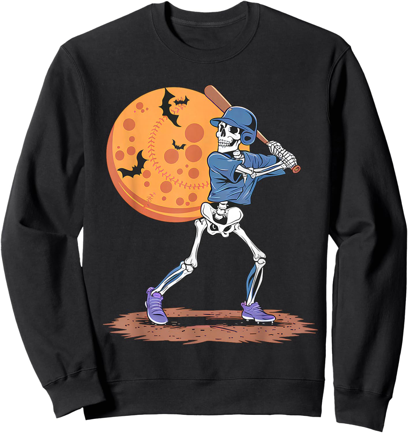 Baseball Skeleton Halloween Player Catcher Pitcher Boys Sweatshirt - Sweatshirt | Black