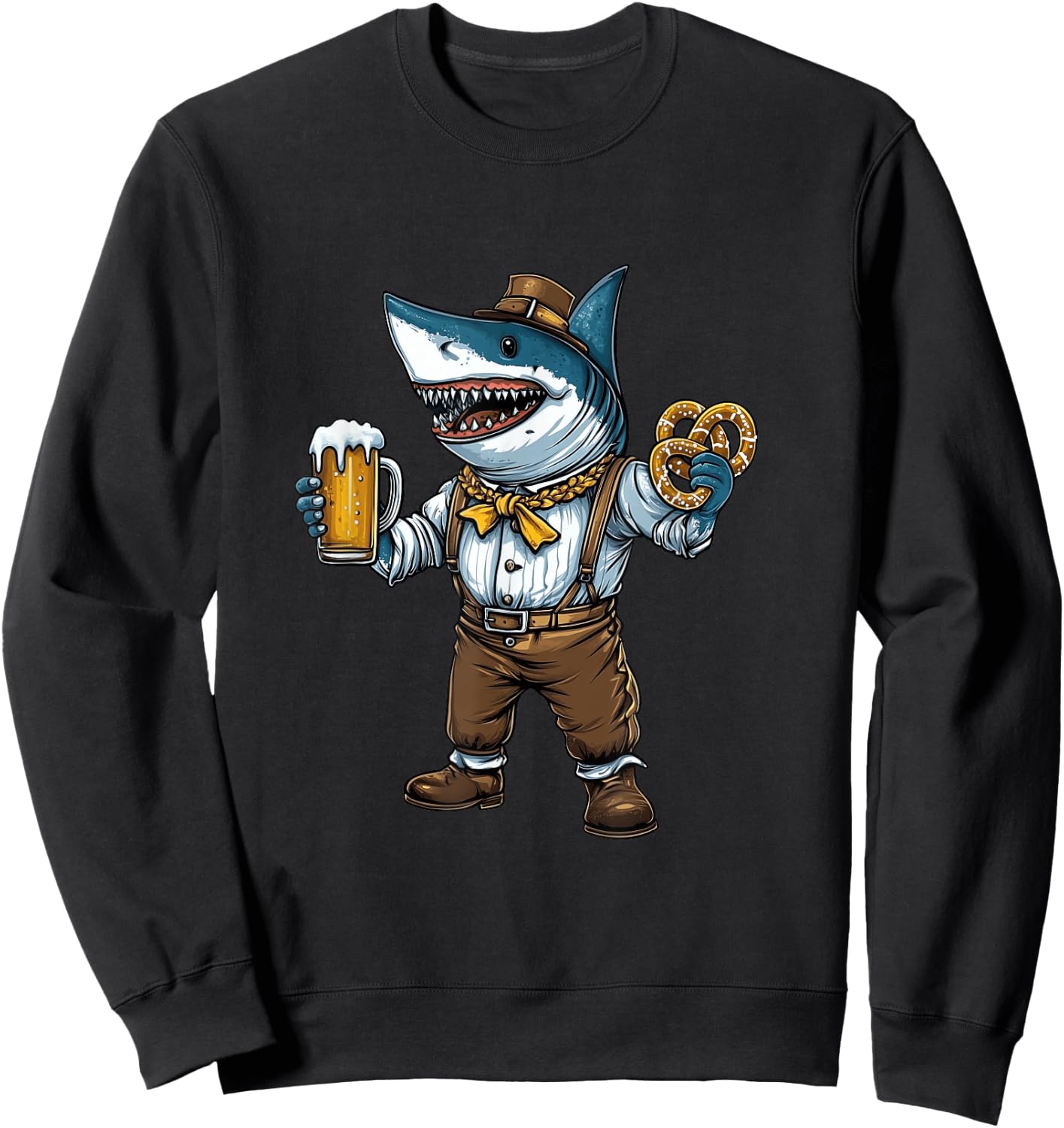 German Oktoberfest Shark Costume Funny Bavarian Men Women Sweatshirt - Sweatshirt | Black