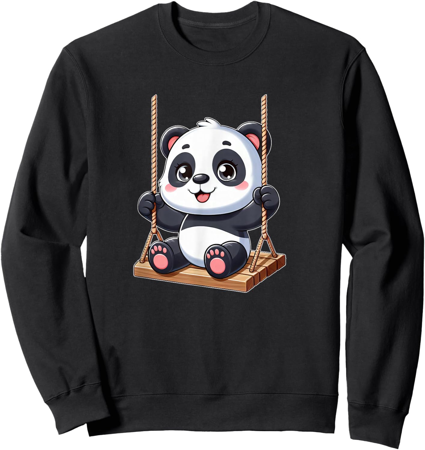 Cute Panda on Swing Playground Fun Sweatshirt - Sweatshirt | Black