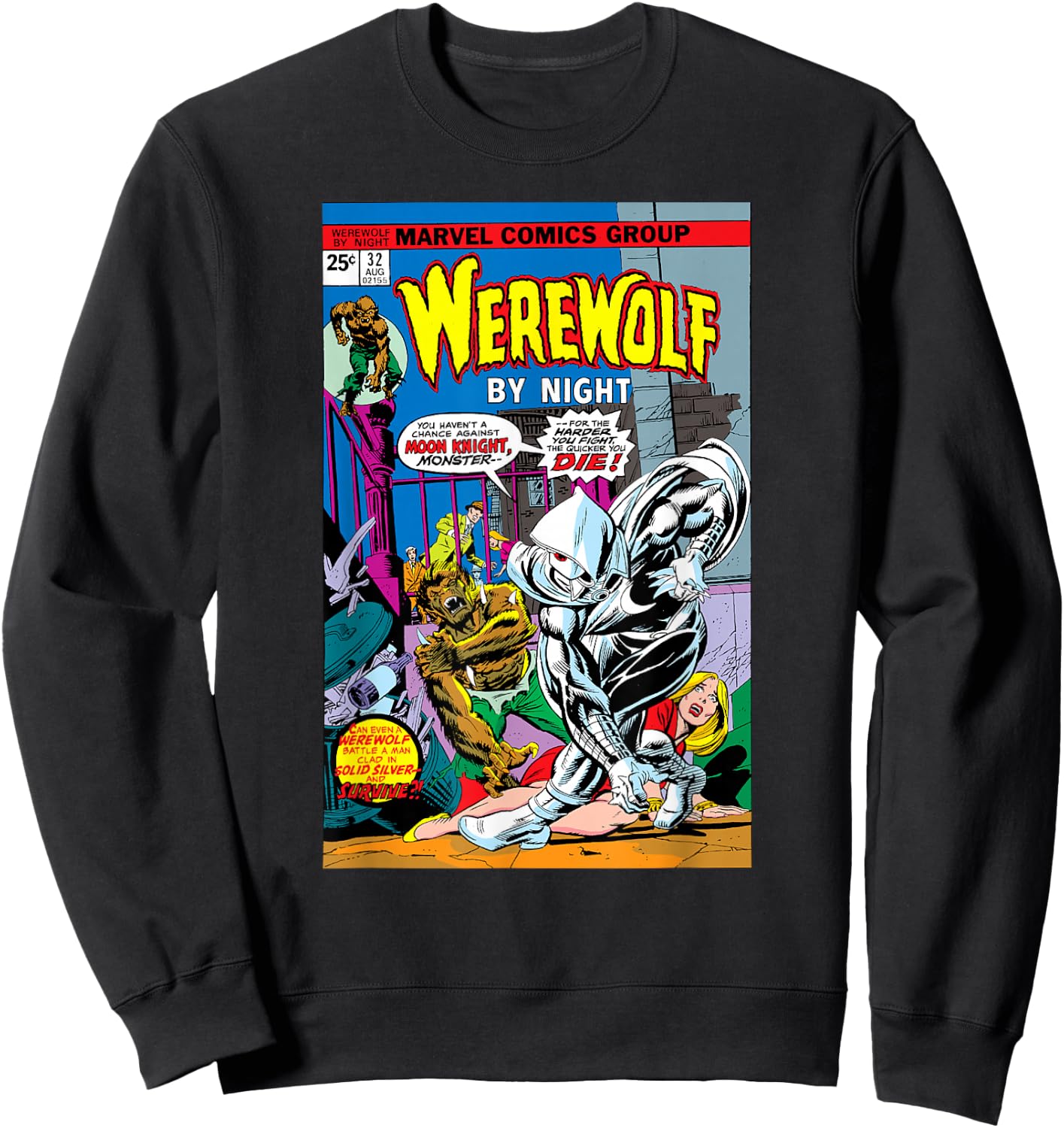 Marvel Moon Knight Werewolf by Night Vintage Comic Halloween Sweatshirt - Sweatshirt | Black