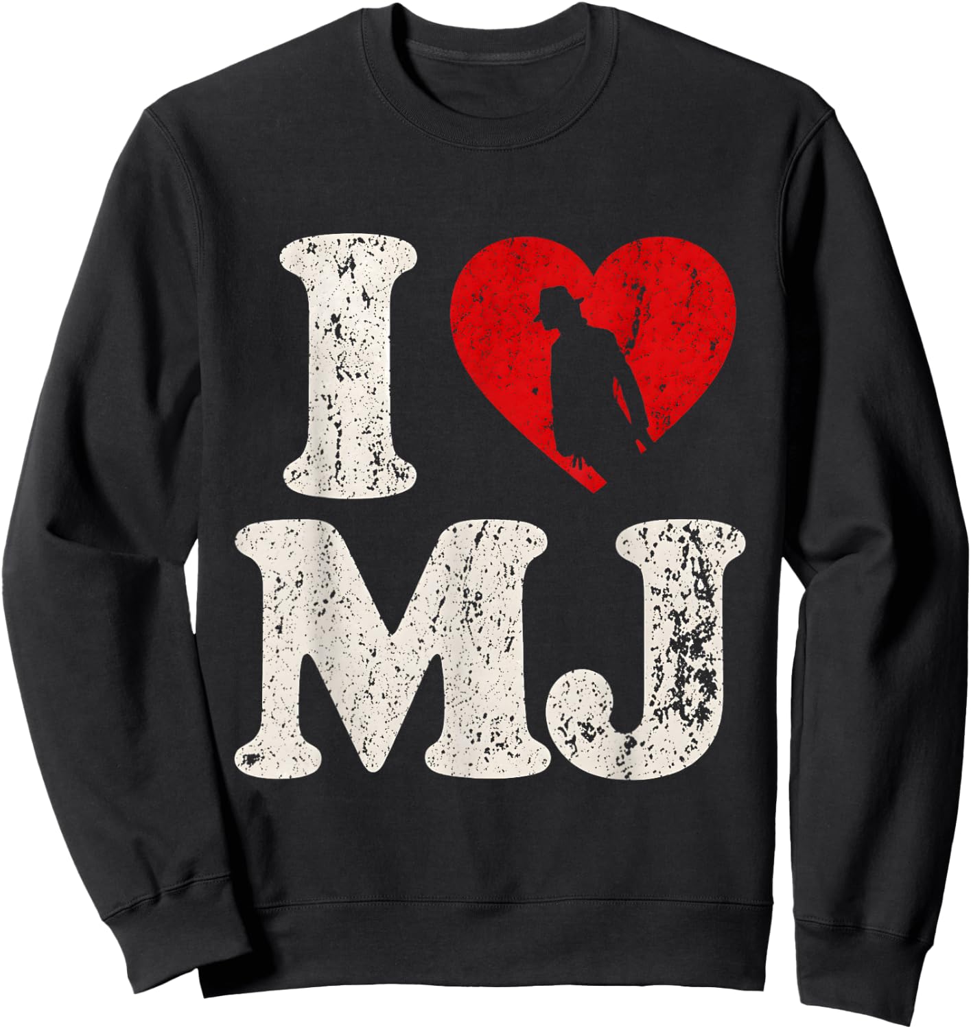 Retro I Love MJ Shirt, I Heart MJ Vintage Sweatshirt - Sweatshirt | Black