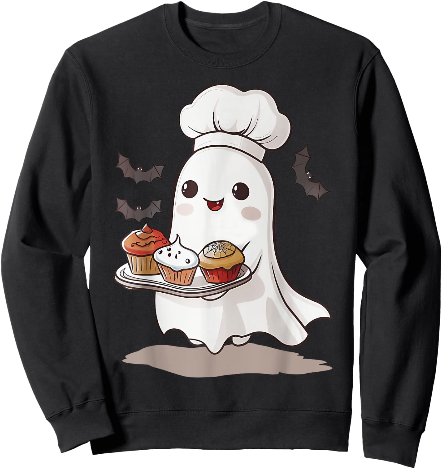 Cute Ghost Chef Baker Halloween Spooky Baking Costume Sweatshirt - Sweatshirt | Black