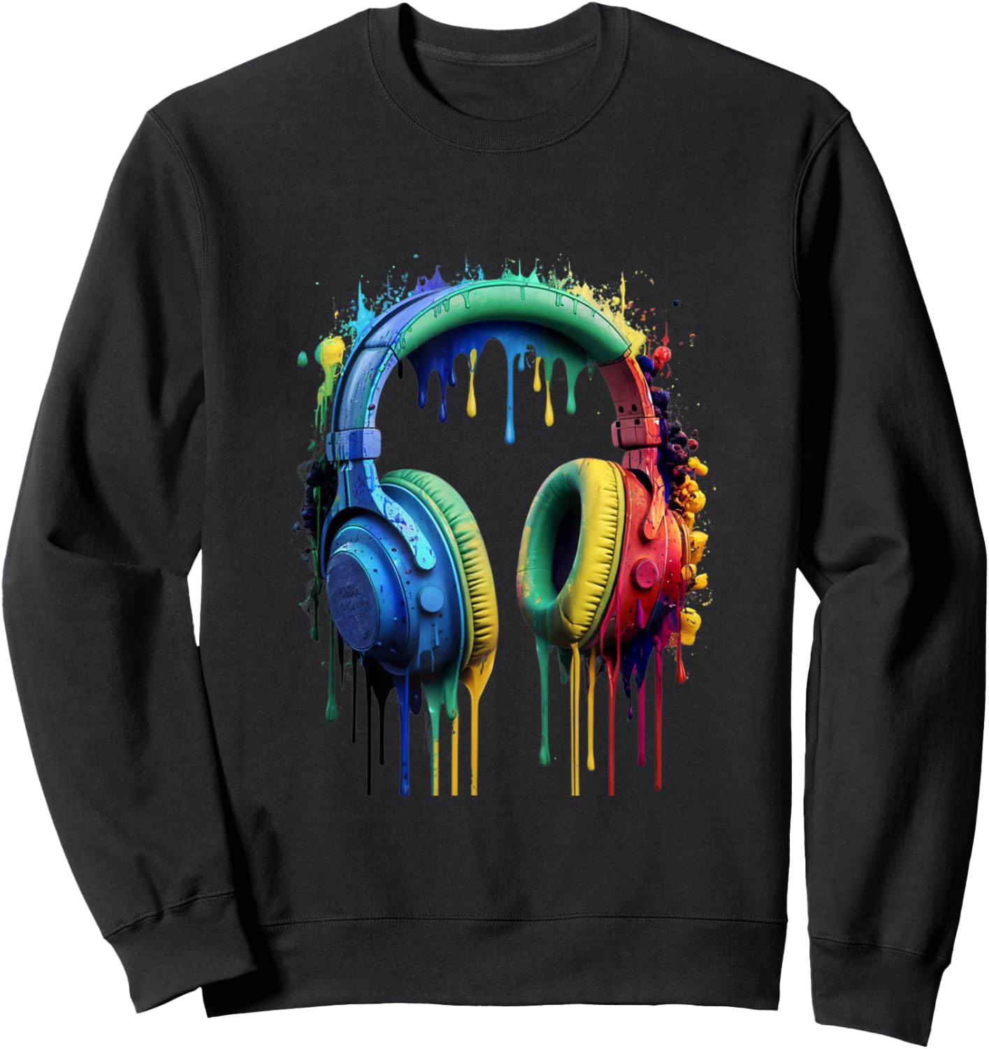 Gamer Headphones Paint Splash Music Lover DJ Sweatshirt - Sweatshirt | Black