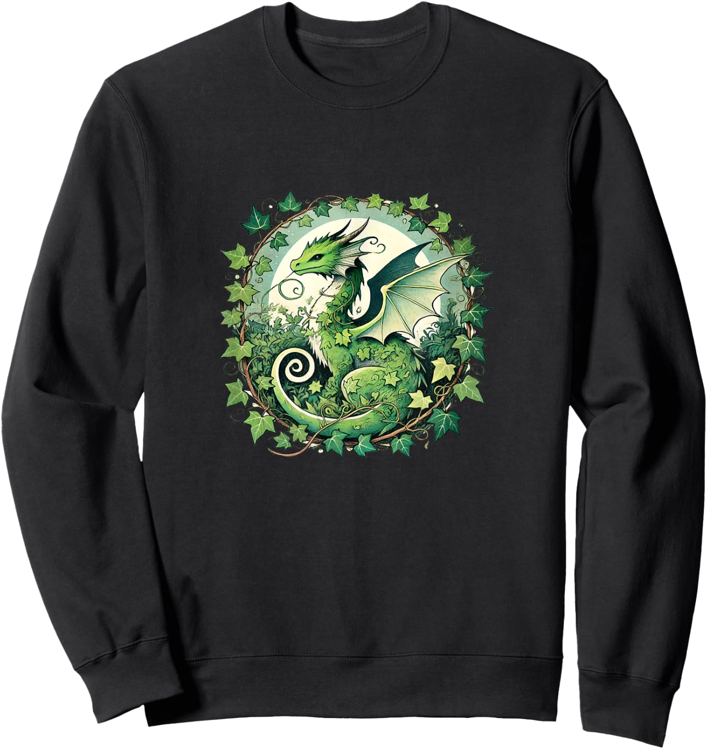 Green Ivy Dragon Nature lovers english ivy dragons Sweatshirt - Sweatshirt | Black