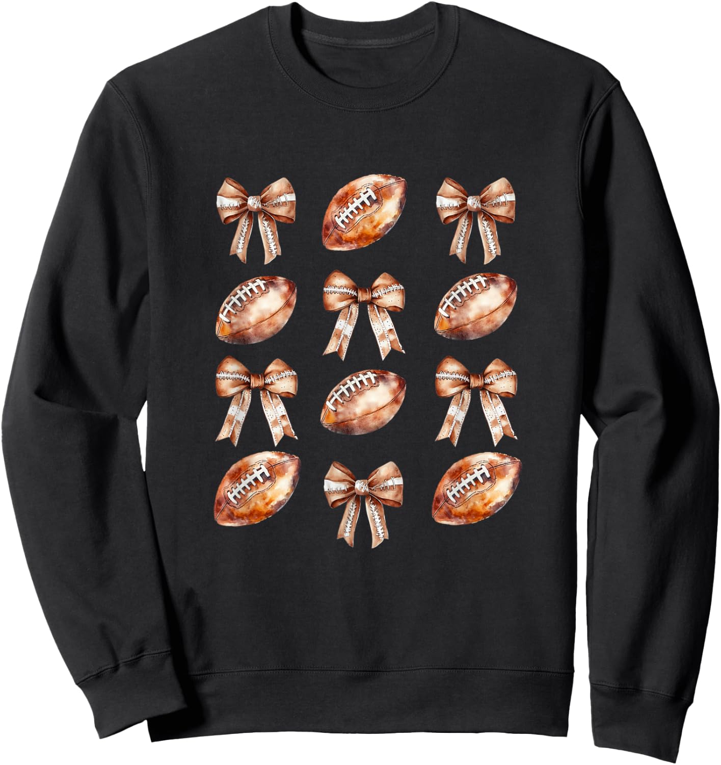Cheerleader Football Mom Coquette Bow Game Day Women Girls Sweatshirt - Sweatshirt | Black