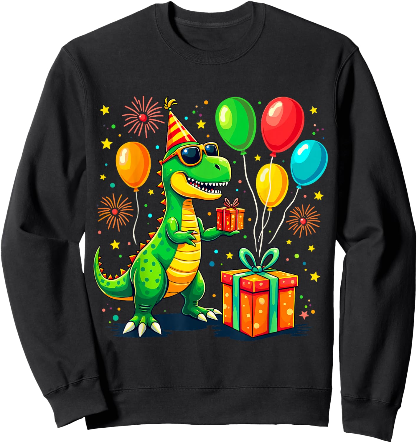 T-Rex Birthday Party Dinosaur Sweatshirt - Sweatshirt | Black