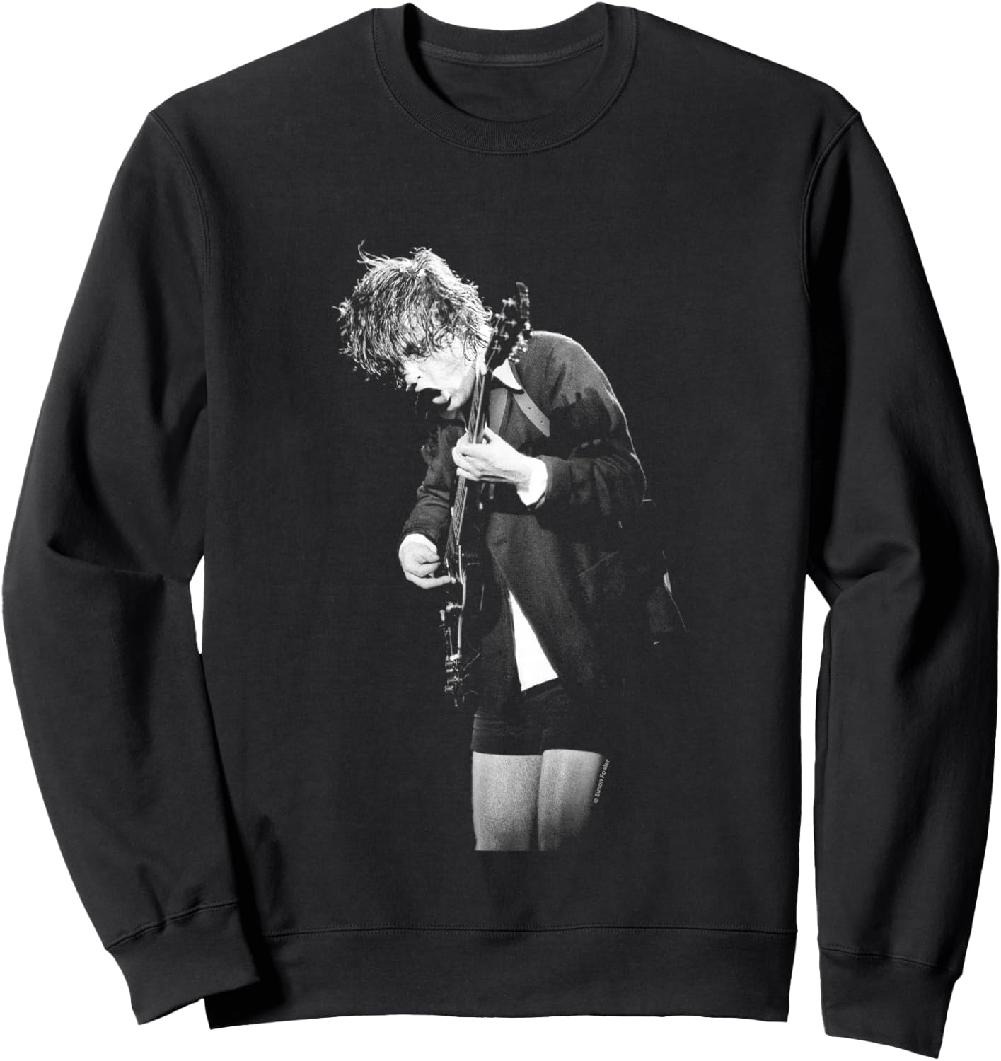 ACDC Guitarist Angus Young Live By Simon Fowler Sweatshirt - Sweatshirt | Black