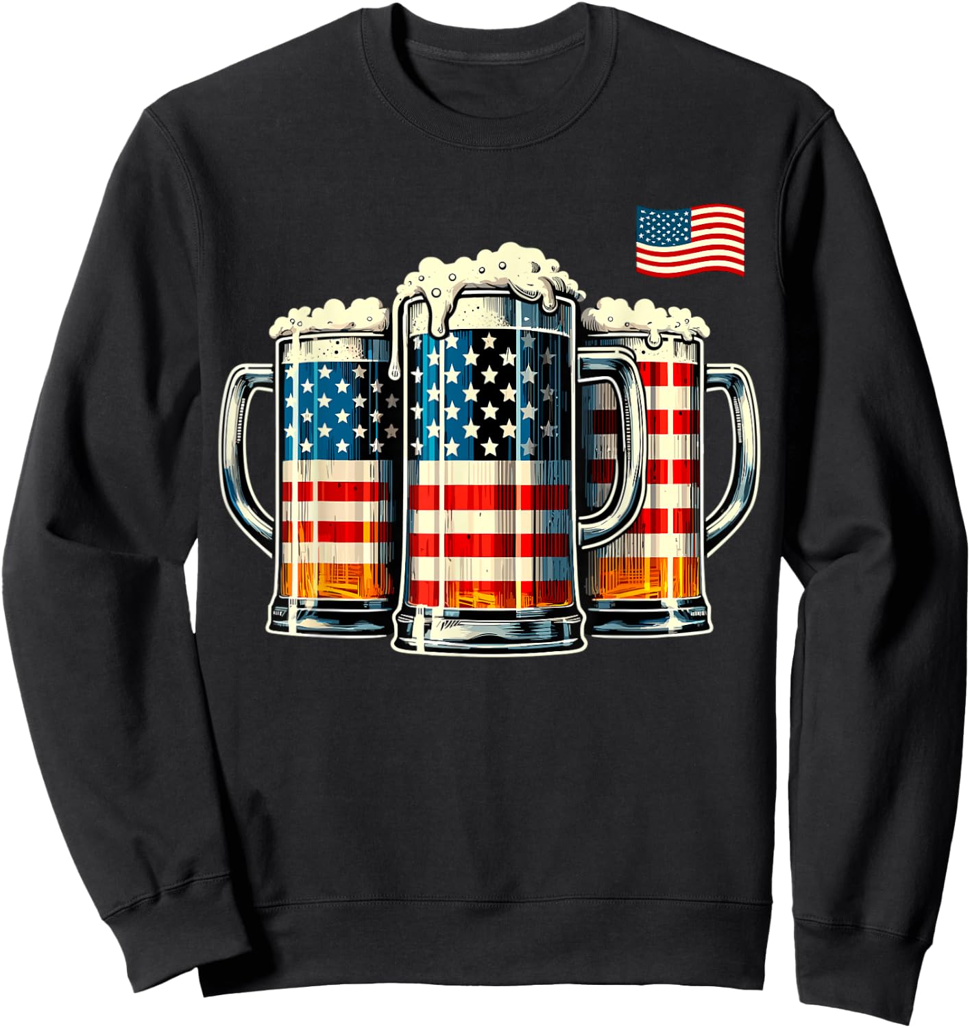 Beer American Flag Sweatshirt - Sweatshirt | Black