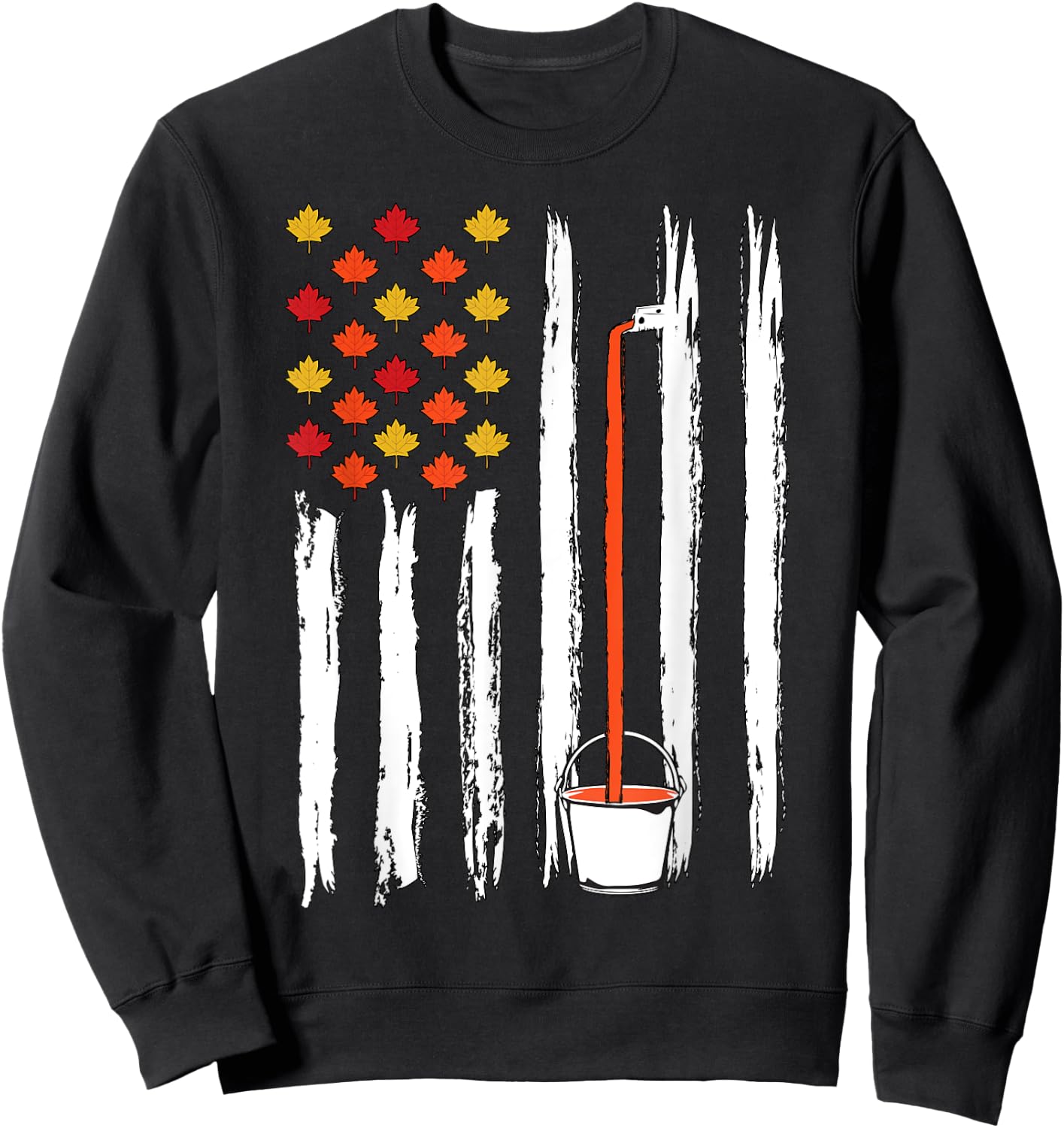 Maple Tapping Flag Sugaring National Maple Syrup Day Sweatshirt - Sweatshirt | Black