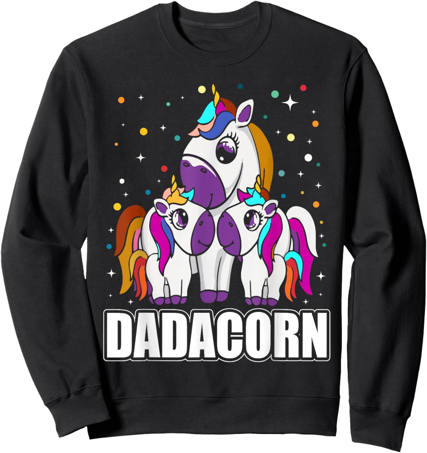 Dadacorn Daddy Unicorn 2 Kids Fathers Day Papa Sweatshirt - Sweatshirt | Black