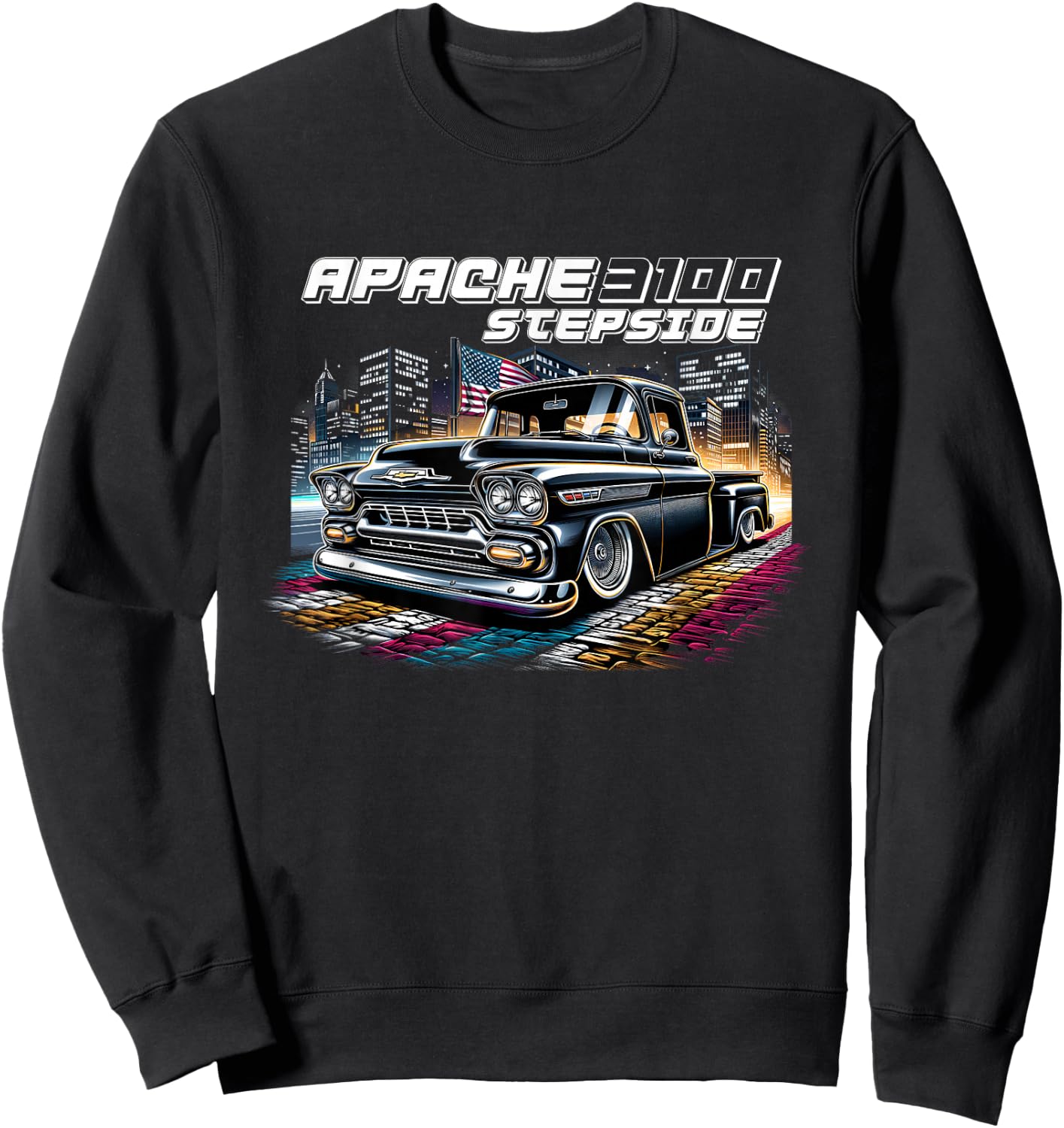 C10 Apache Stepside Classic Pickup Truck C10 Apache Truck Sweatshirt - Sweatshirt | Black