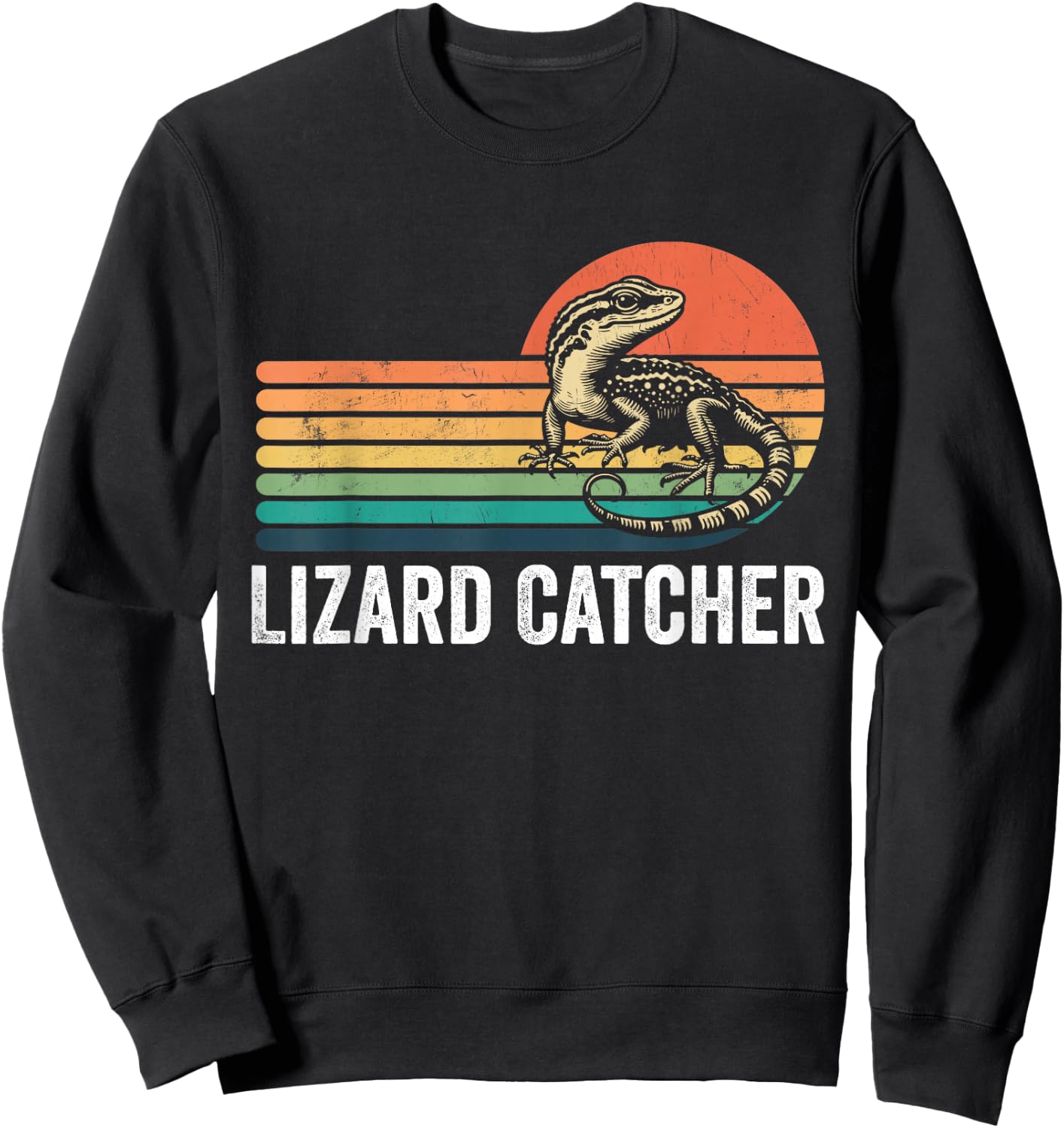 Professional Lizard Catcher Funny Retro Gecko Lizard Hunter Sweatshirt - Sweatshirt | Black