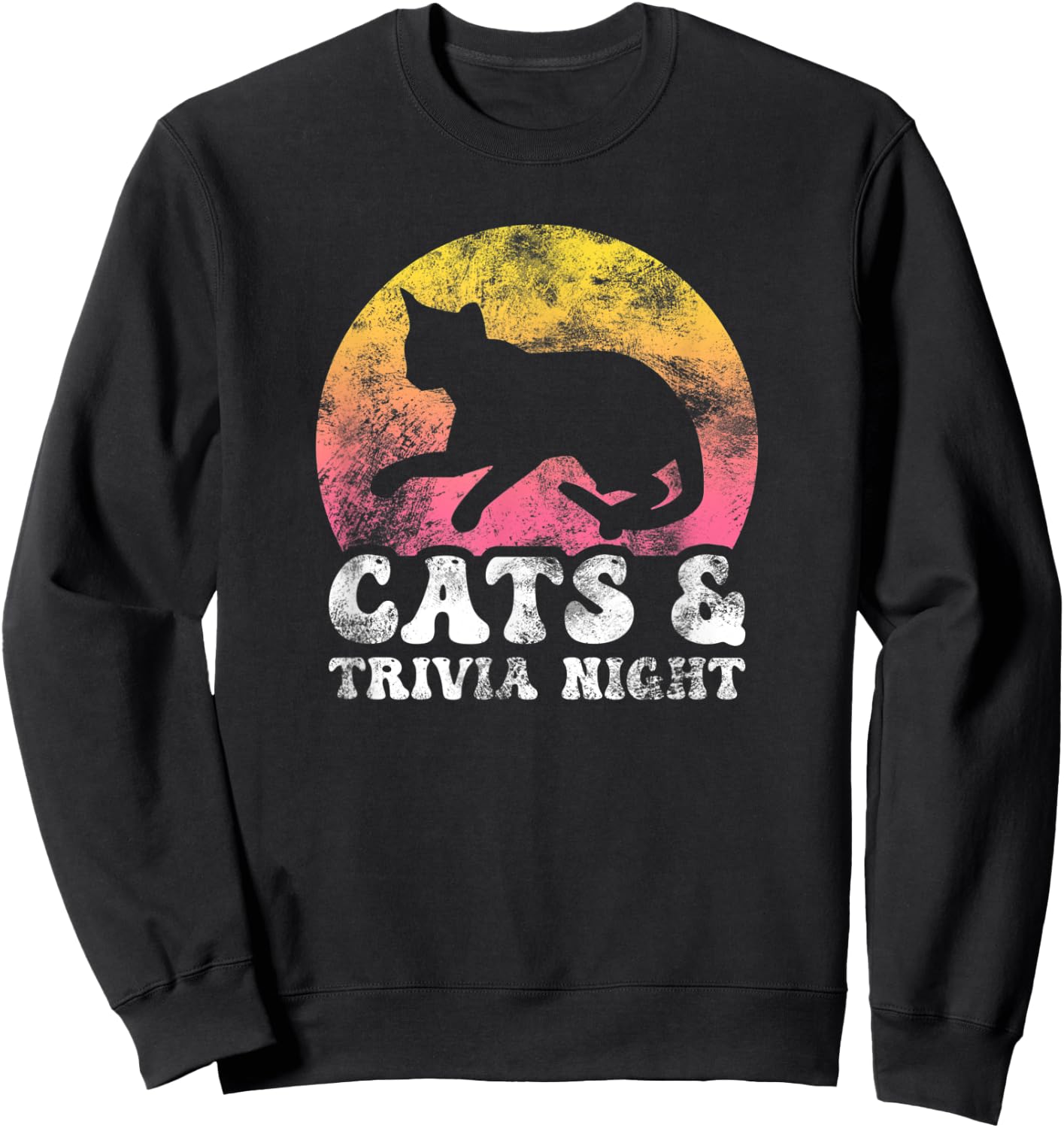 Funny Cats & Trivia Night Vintage Retro Hobby Sweatshirt - Sweatshirt | Black