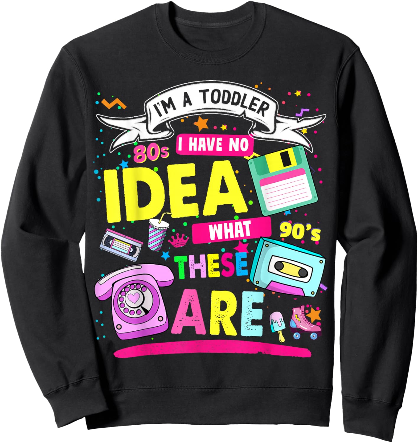 80s Outfit Ideas for Toddlers & Kids 80s Nostalgia Sweatshirt - Sweatshirt | Black