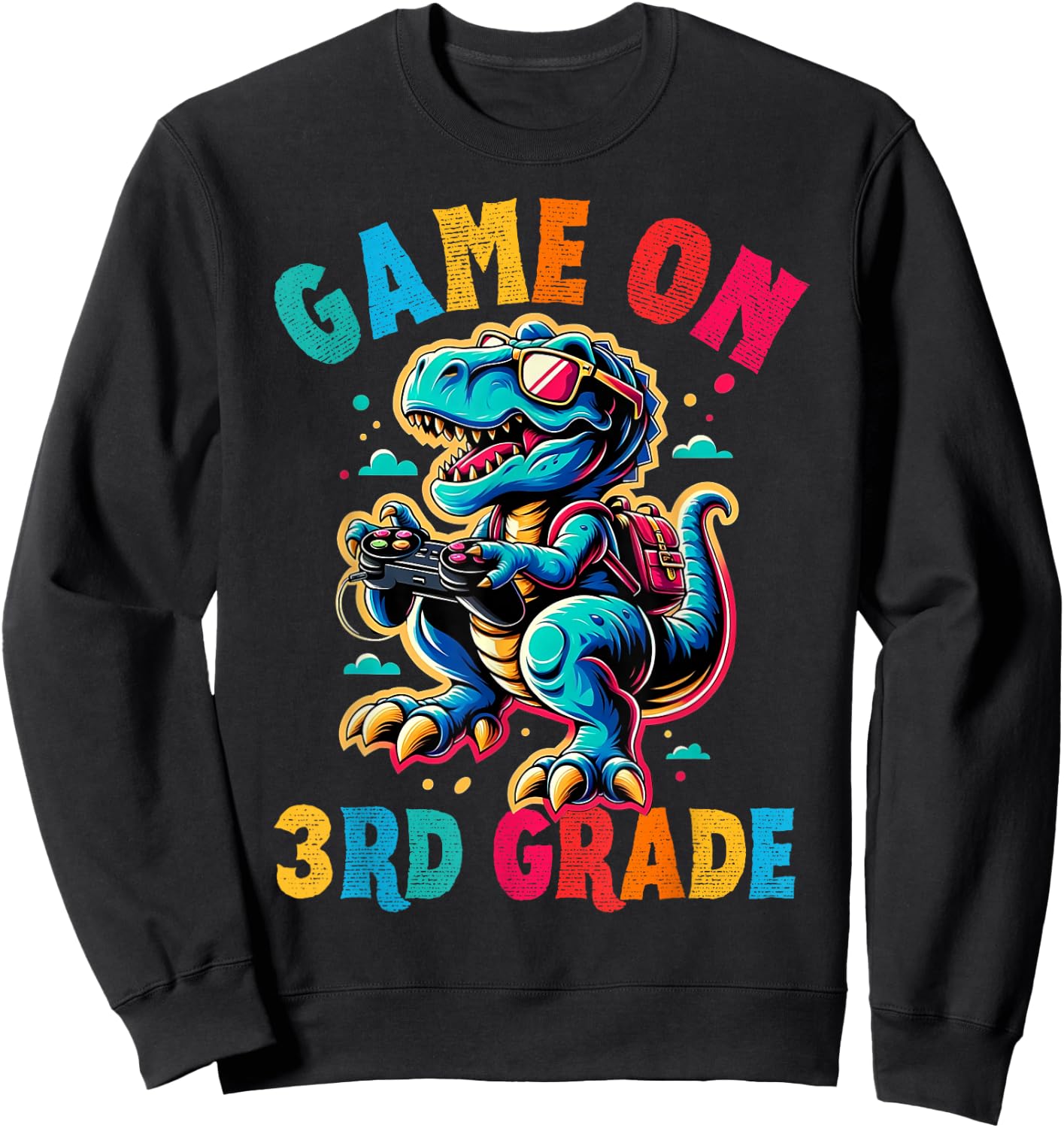 Dinosaur video games back to School 3rd grade boys Game on Sweatshirt - Sweatshirt | Black