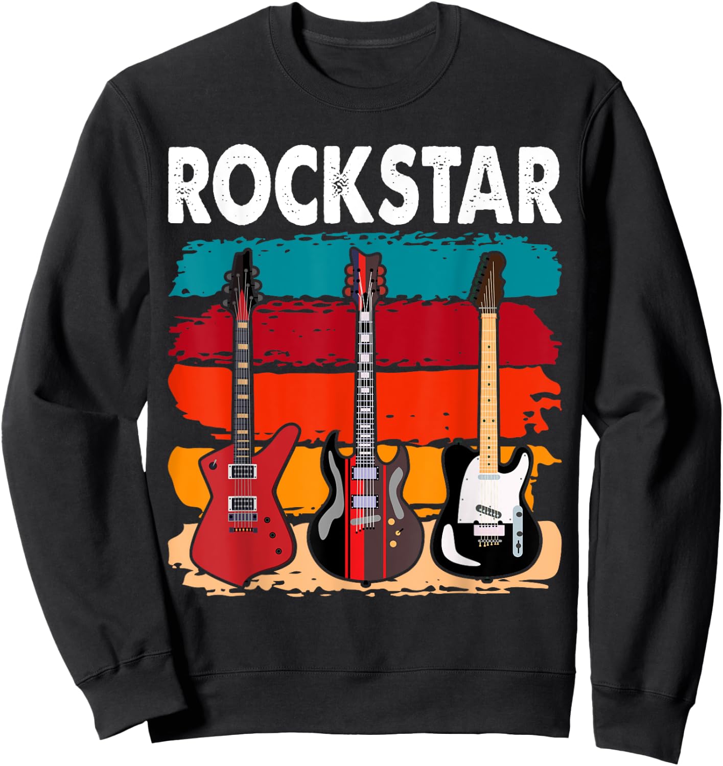 Rockstar Kids Vintage Guitar Sweatshirt - Sweatshirt | Black