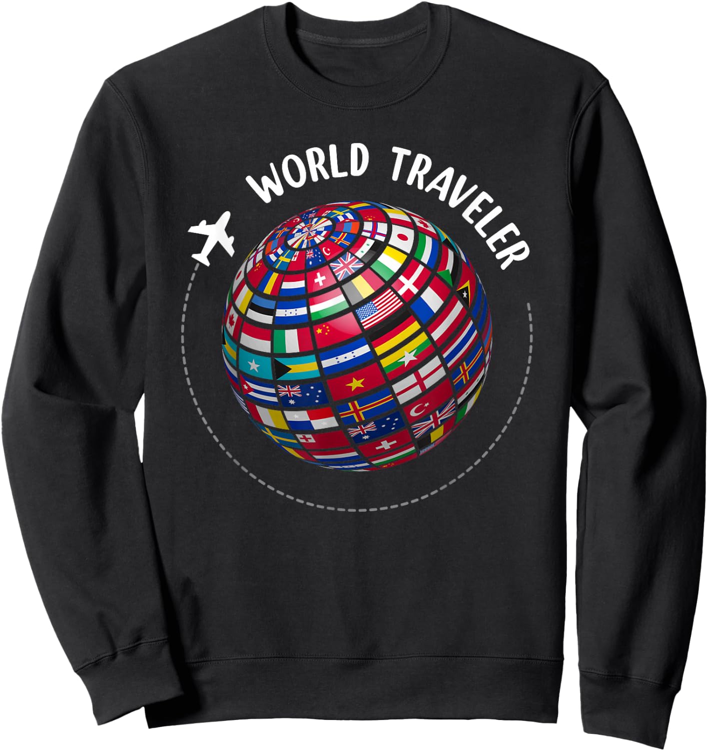 World Traveler Map, World Flags Traveler, Countries Map Sweatshirt - Sweatshirt | Black