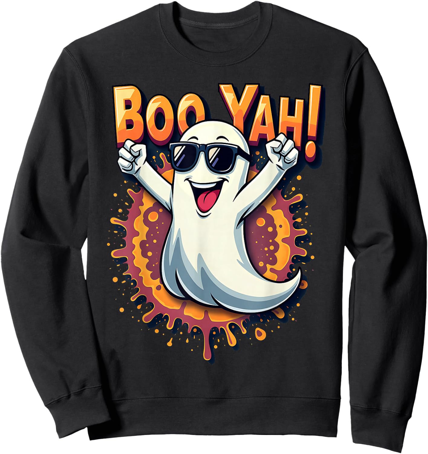 Funny Cool Boo Yah Booyah Rocking Ghost Spooky Boo Halloween Sweatshirt - Sweatshirt | Black