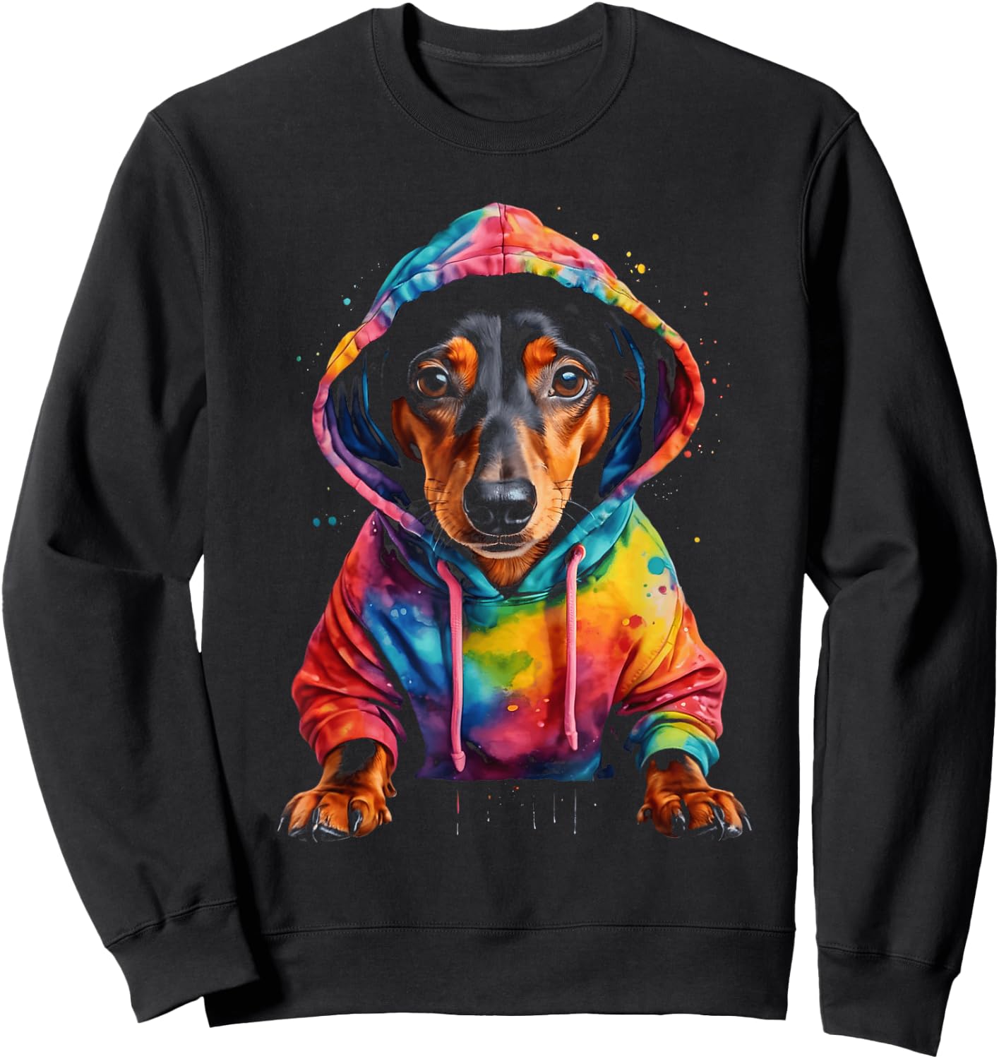 Dachshund Weenie Wiener Weiner Dog Funny Art Graphic Men Women Kids Sweatshirt - Sweatshirt | Black