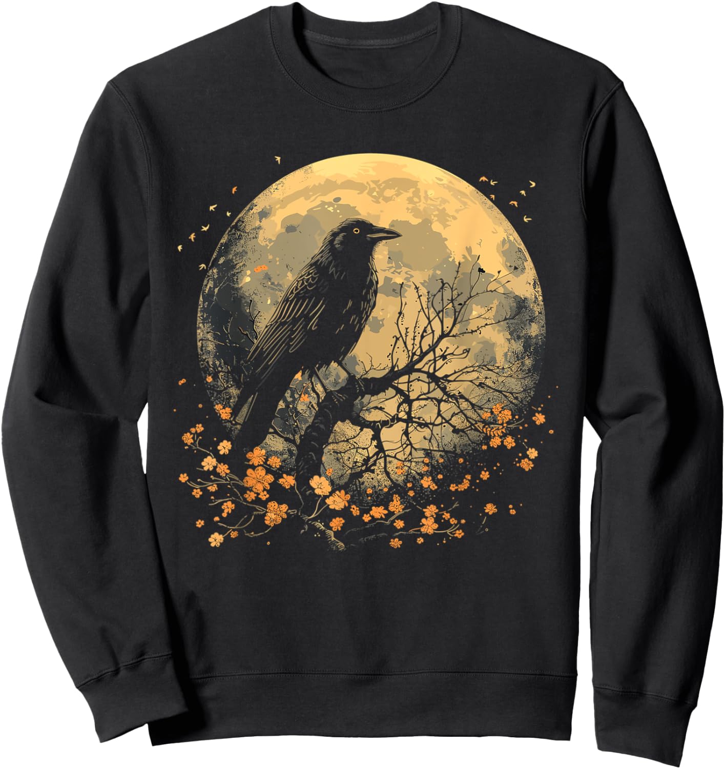 Black Raven Nature Art Crow Moon Sweatshirt - Sweatshirt | Black