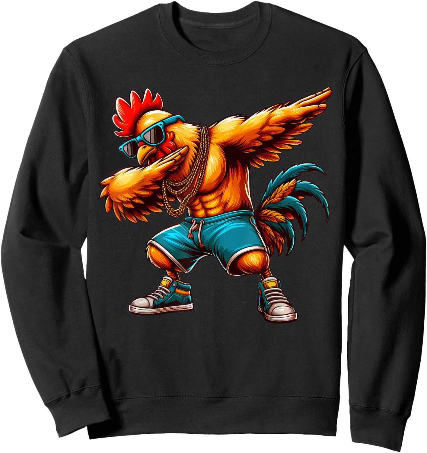 Dabbing Rooster Funny Rooster Dab Dance Boys Girls Kids Sweatshirt - Sweatshirt | Black