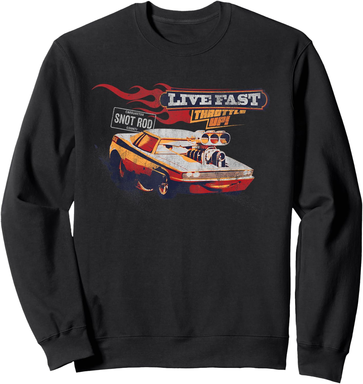 Disney and Pixar’s Cars Snot Rod Live Fast Vintage Sweatshirt - Sweatshirt | Black