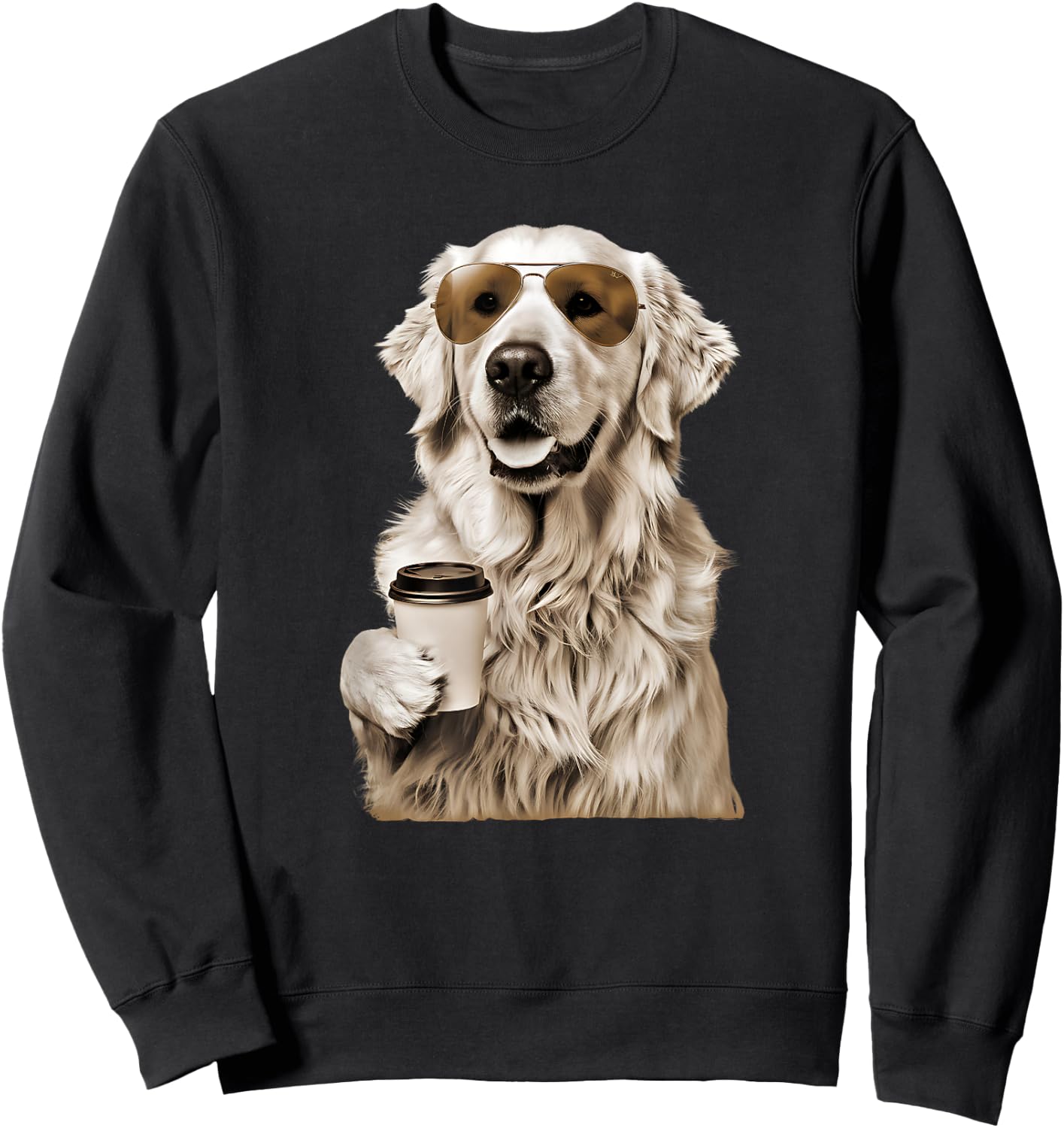English Cream Golden Retriever Coffee Dog Mom Dad Men Women Sweatshirt - Sweatshirt | Black