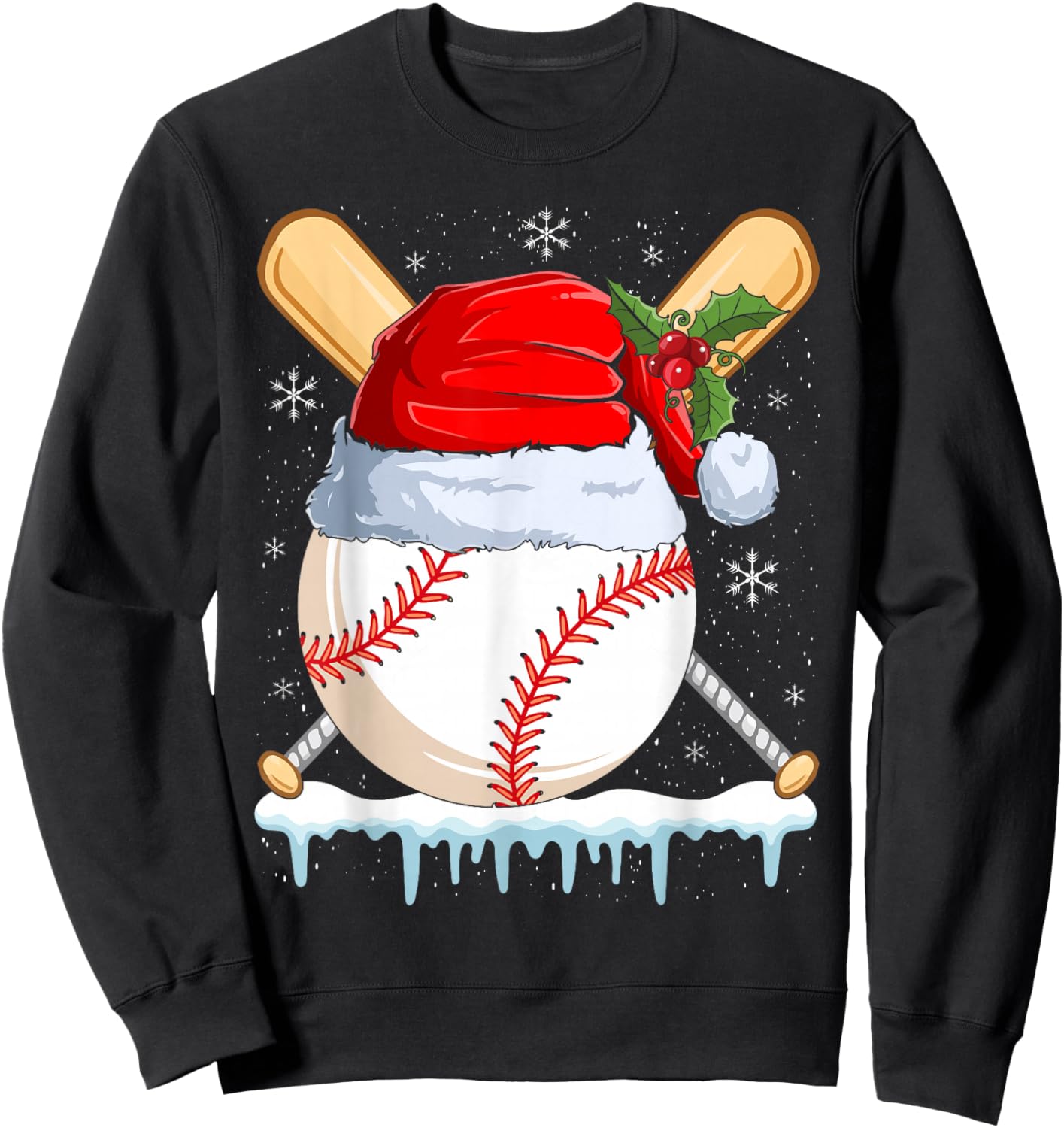 Christmas Baseball Player Santa Sports Design Boys Sweatshirt - Sweatshirt | Black