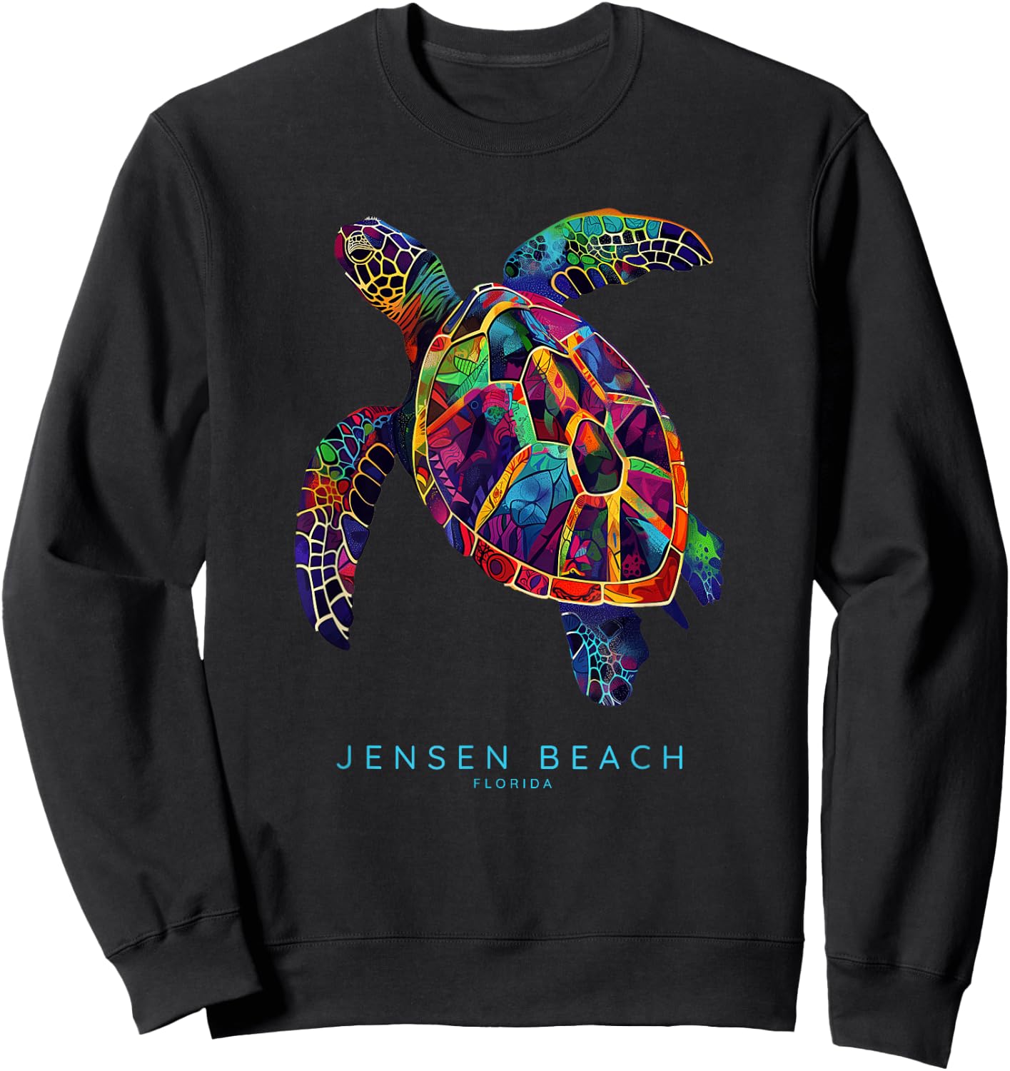 Jensen Beach FL Souvenir Florida Vintage Design Sea Turtle Sweatshirt - Sweatshirt | Black